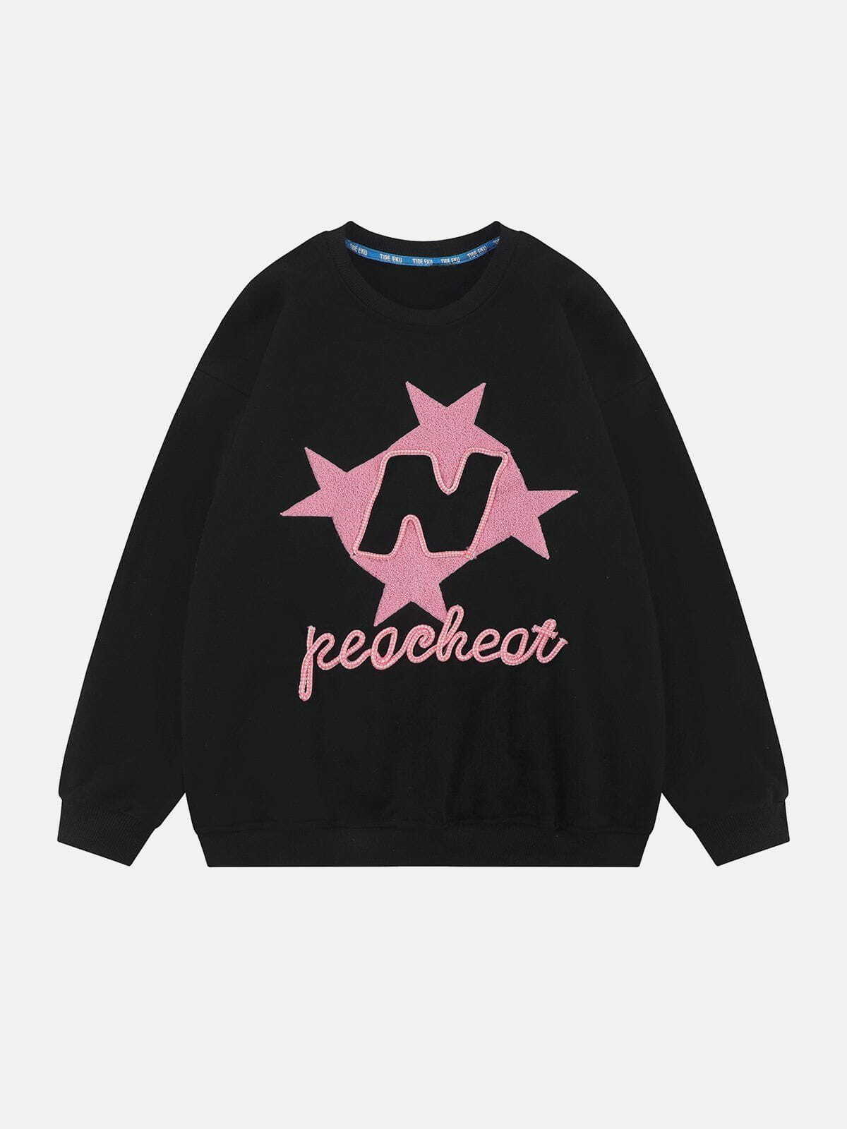 embroidered star sweatshirt quirky & y2k chic 1014