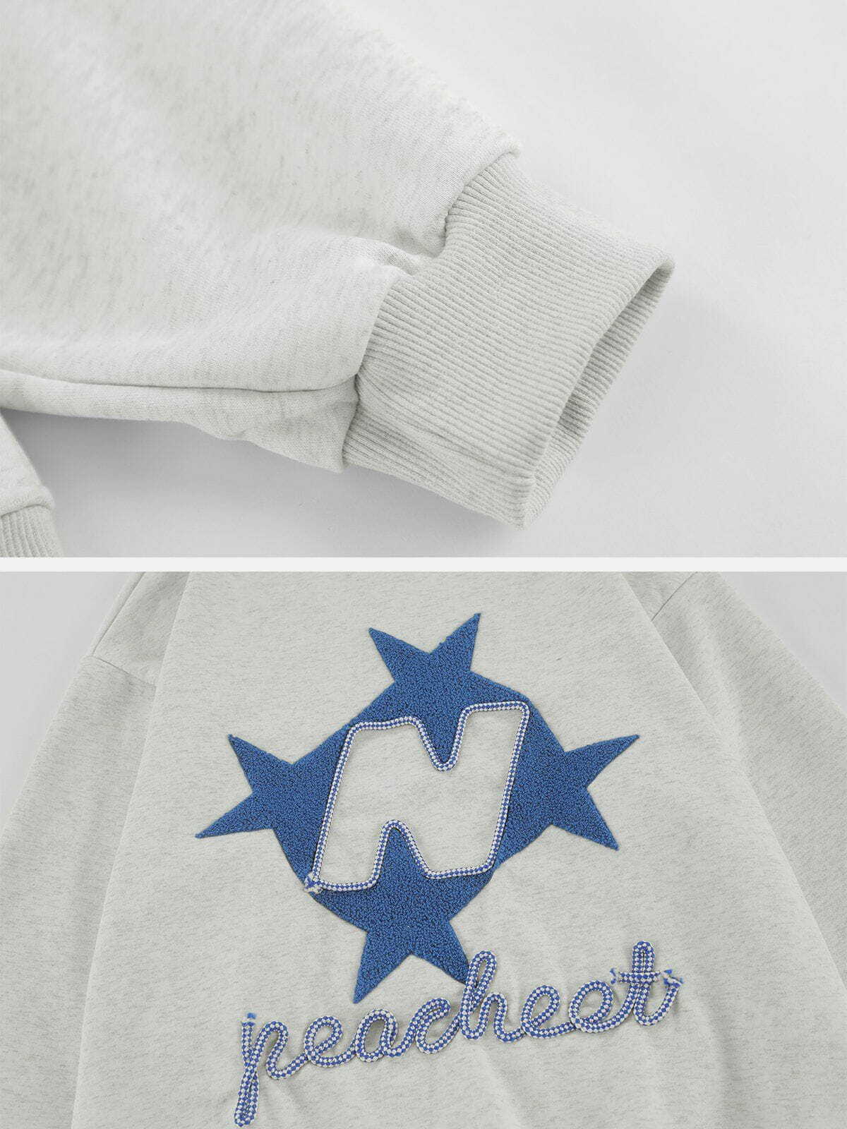 embroidered star sweatshirt quirky & y2k chic 3271