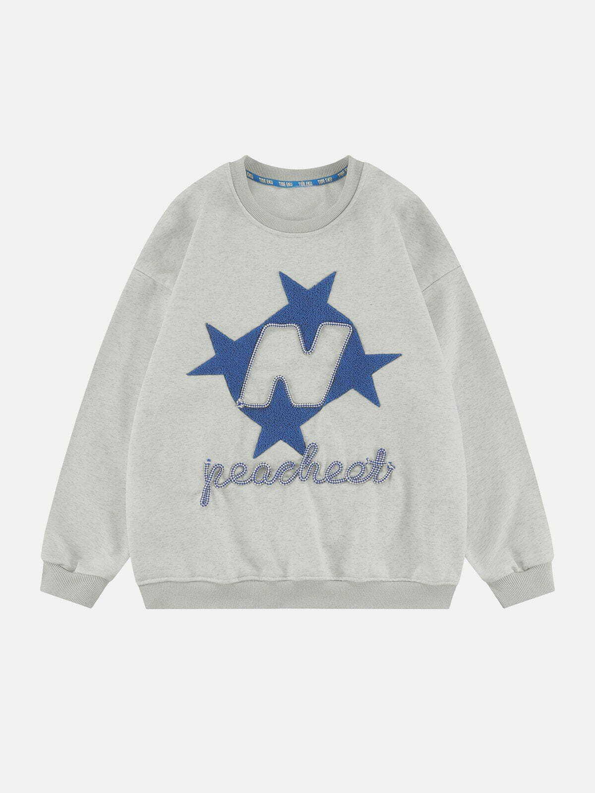 embroidered star sweatshirt quirky & y2k chic 8494