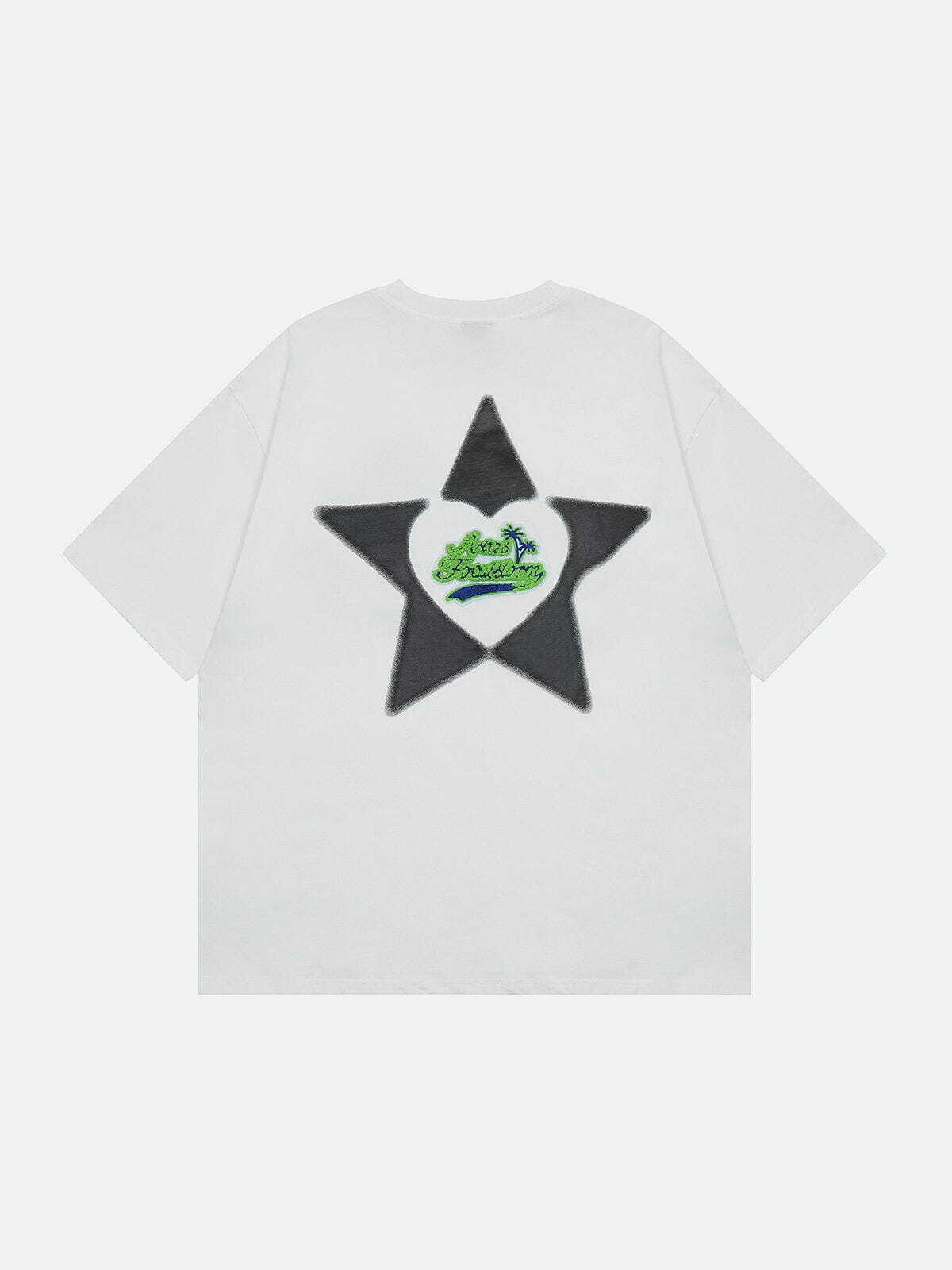 embroidered star tee trendy & youthful streetwear 1124