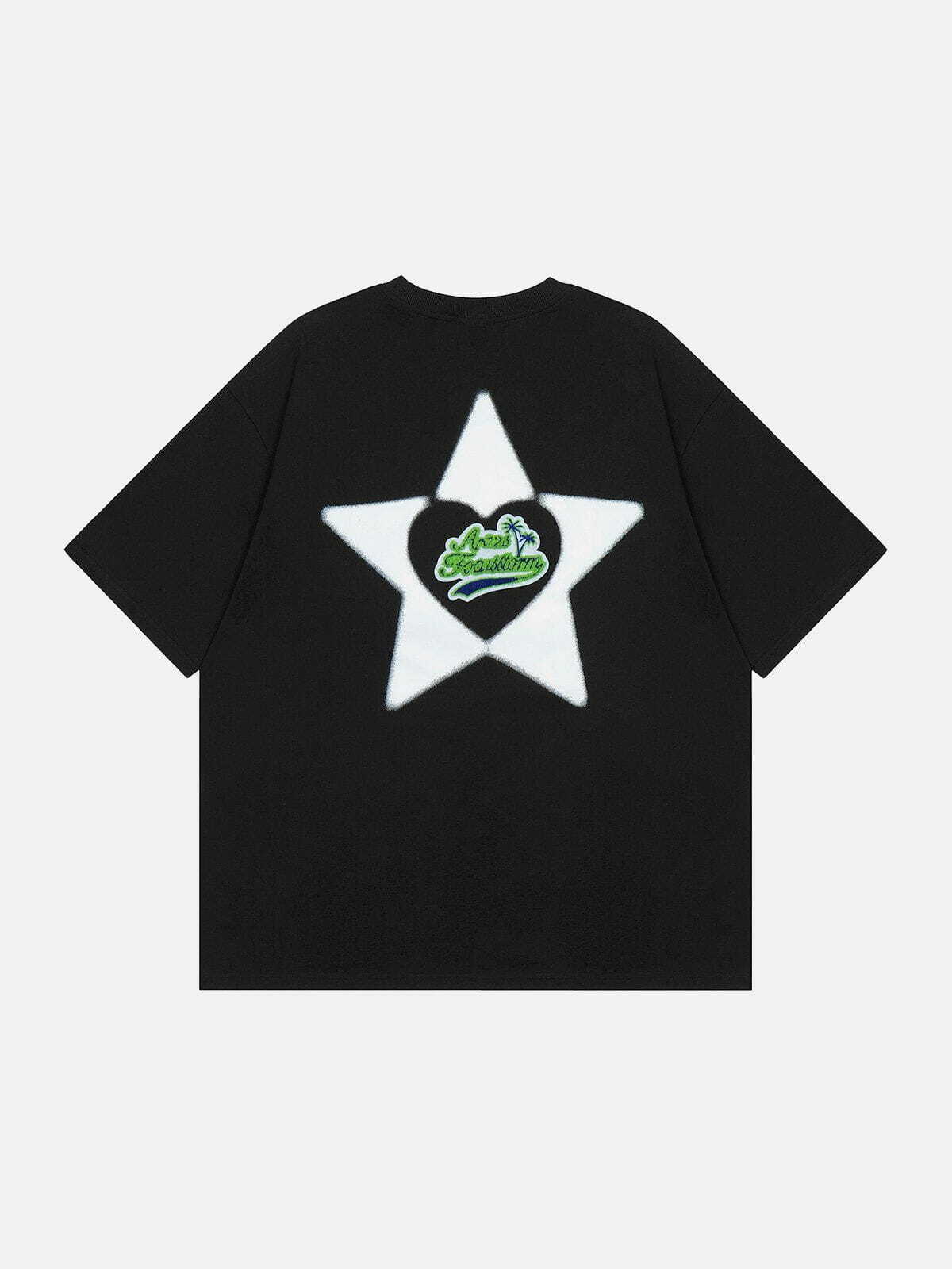 embroidered star tee trendy & youthful streetwear 7933