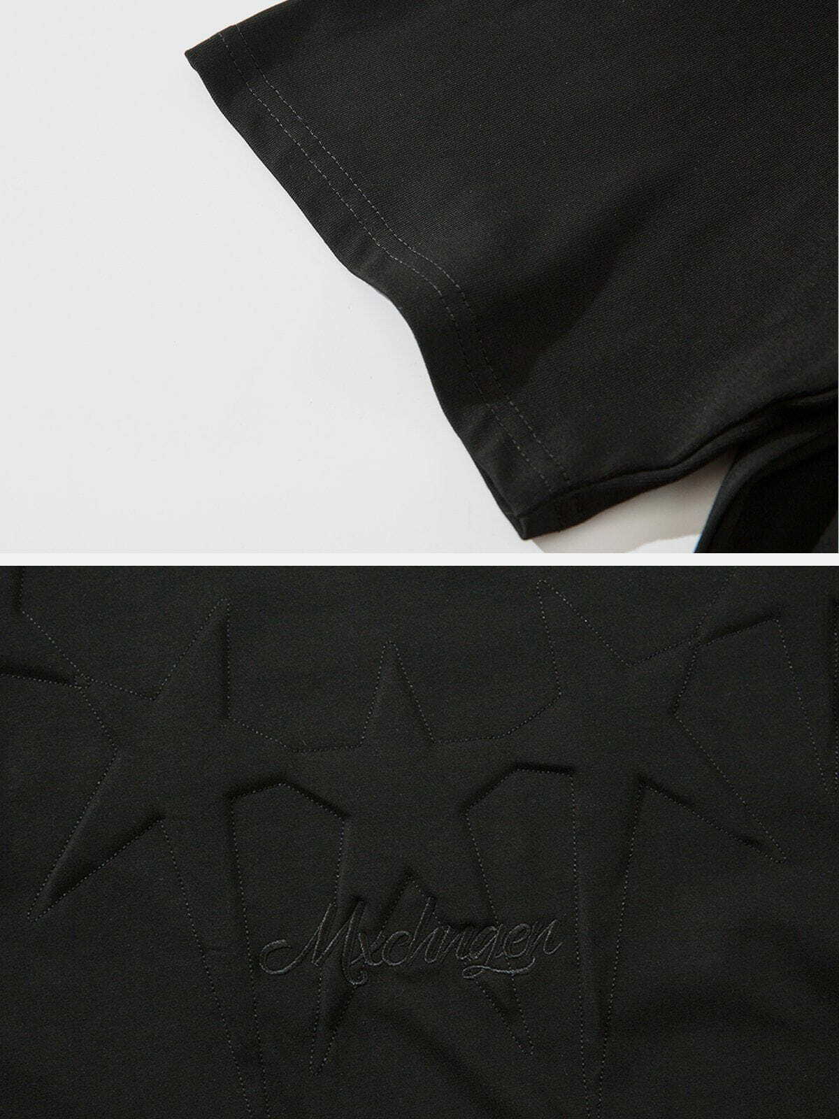 embroidered stars print tee edgy retro streetwear icon 4762