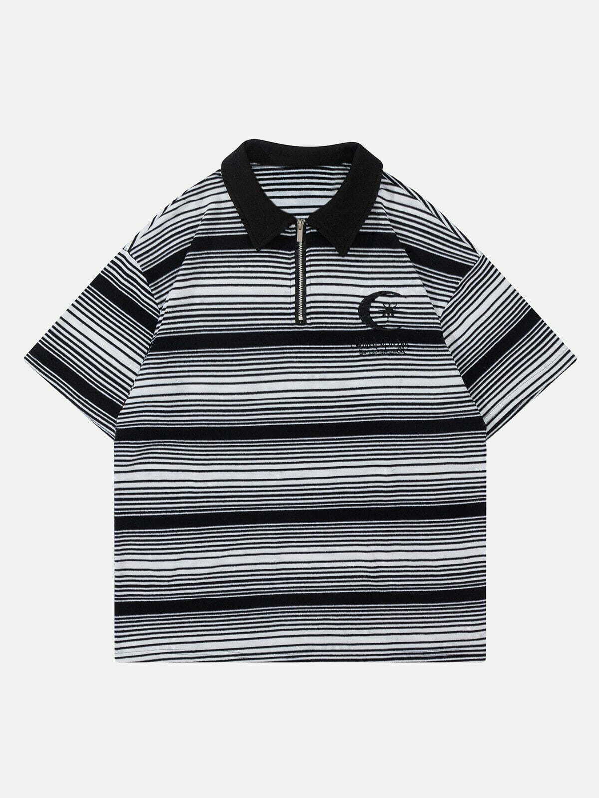 embroidered stripe polo tee retro & edgy streetwear 2892