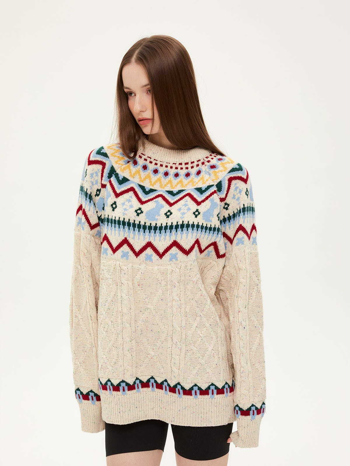 fair isle knit sweater cozy retro charm 3750