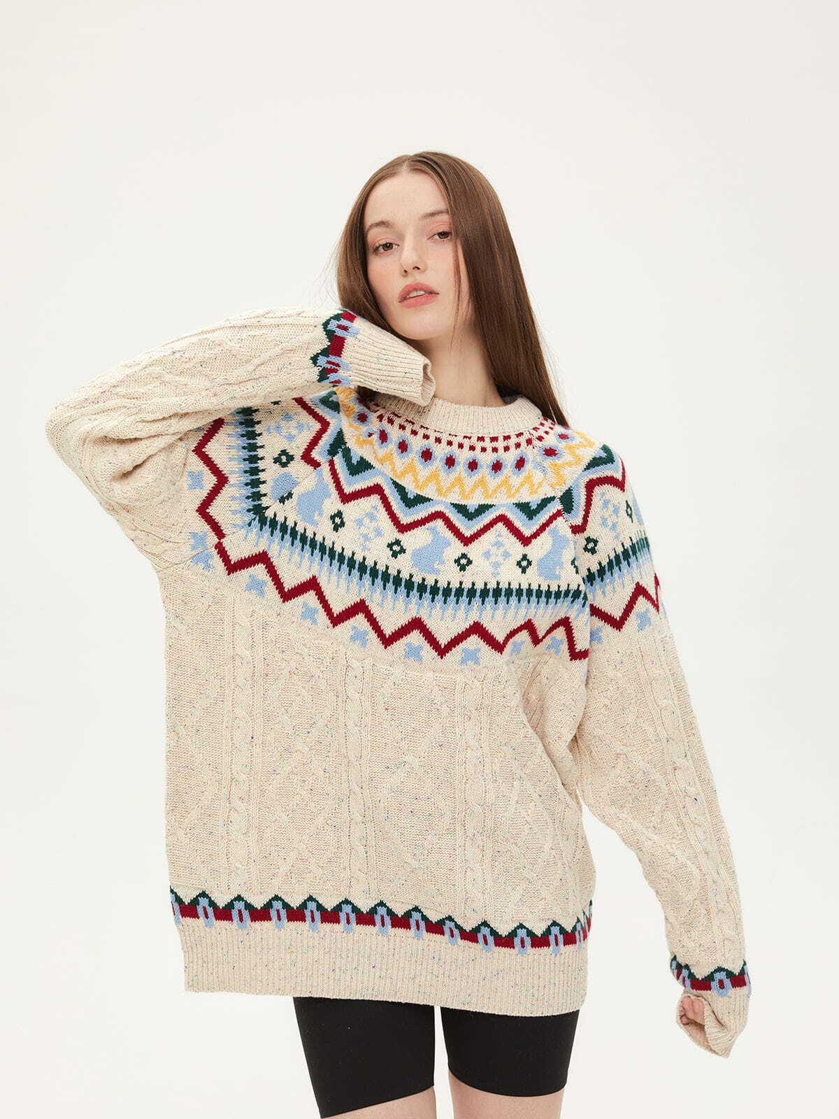 fair isle knit sweater cozy retro charm 8391