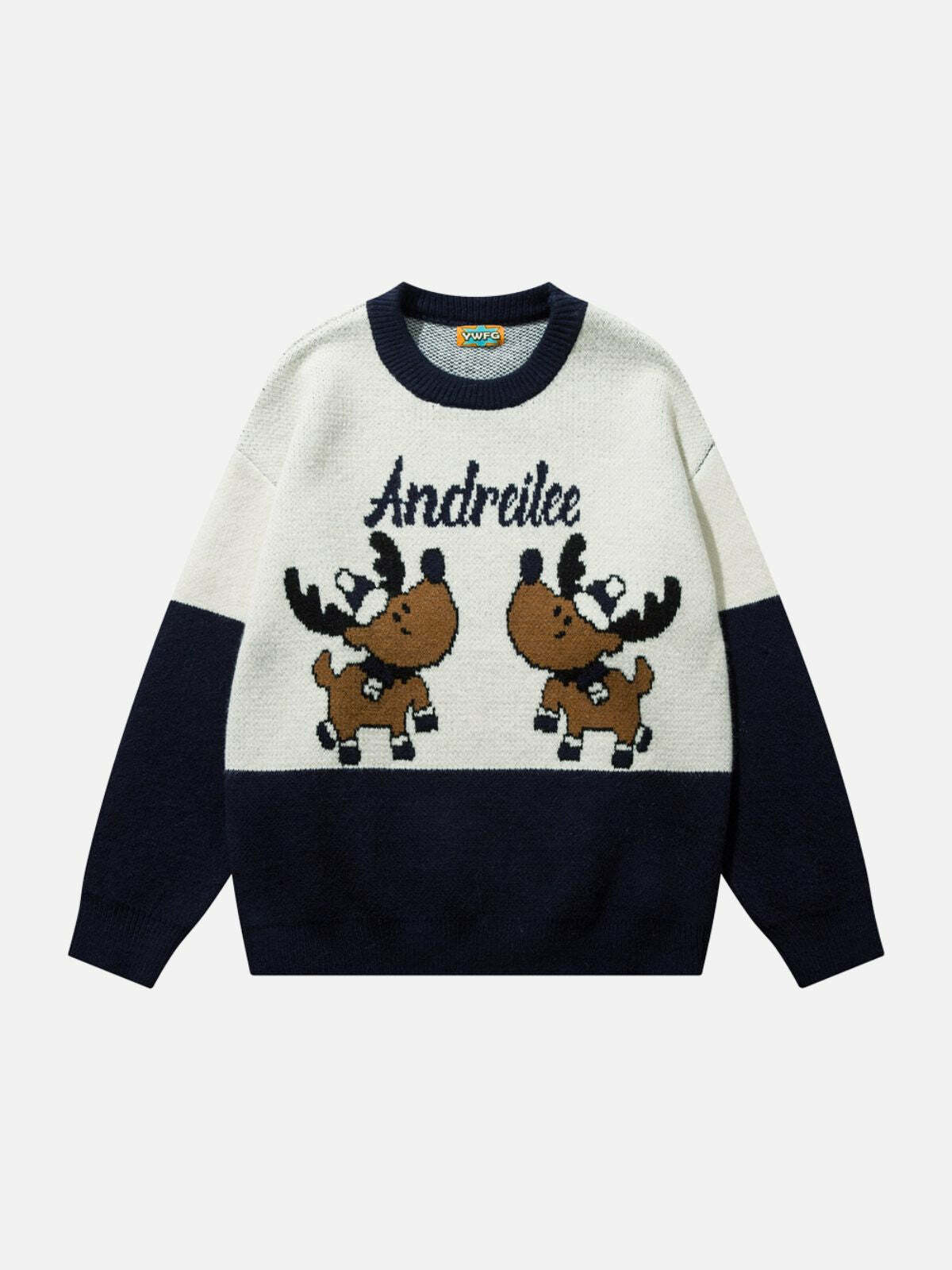 festive deer graphic sweater vibrant holiday fashion 2766