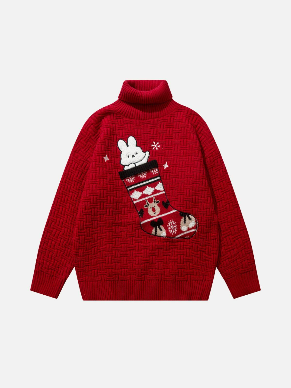 festive rabbit print sweater cozy & quirky christmas style 6964
