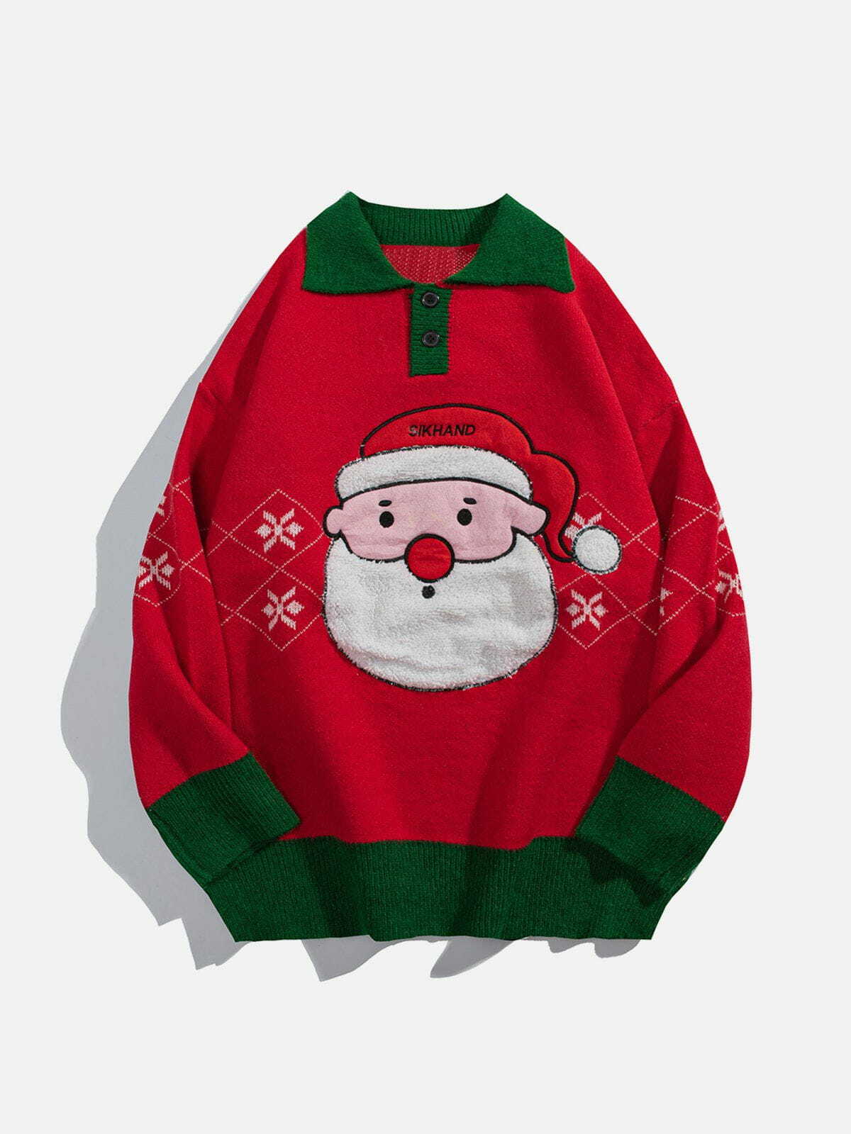 festive santa claus polo sweater playful & vibrant holiday style 3400