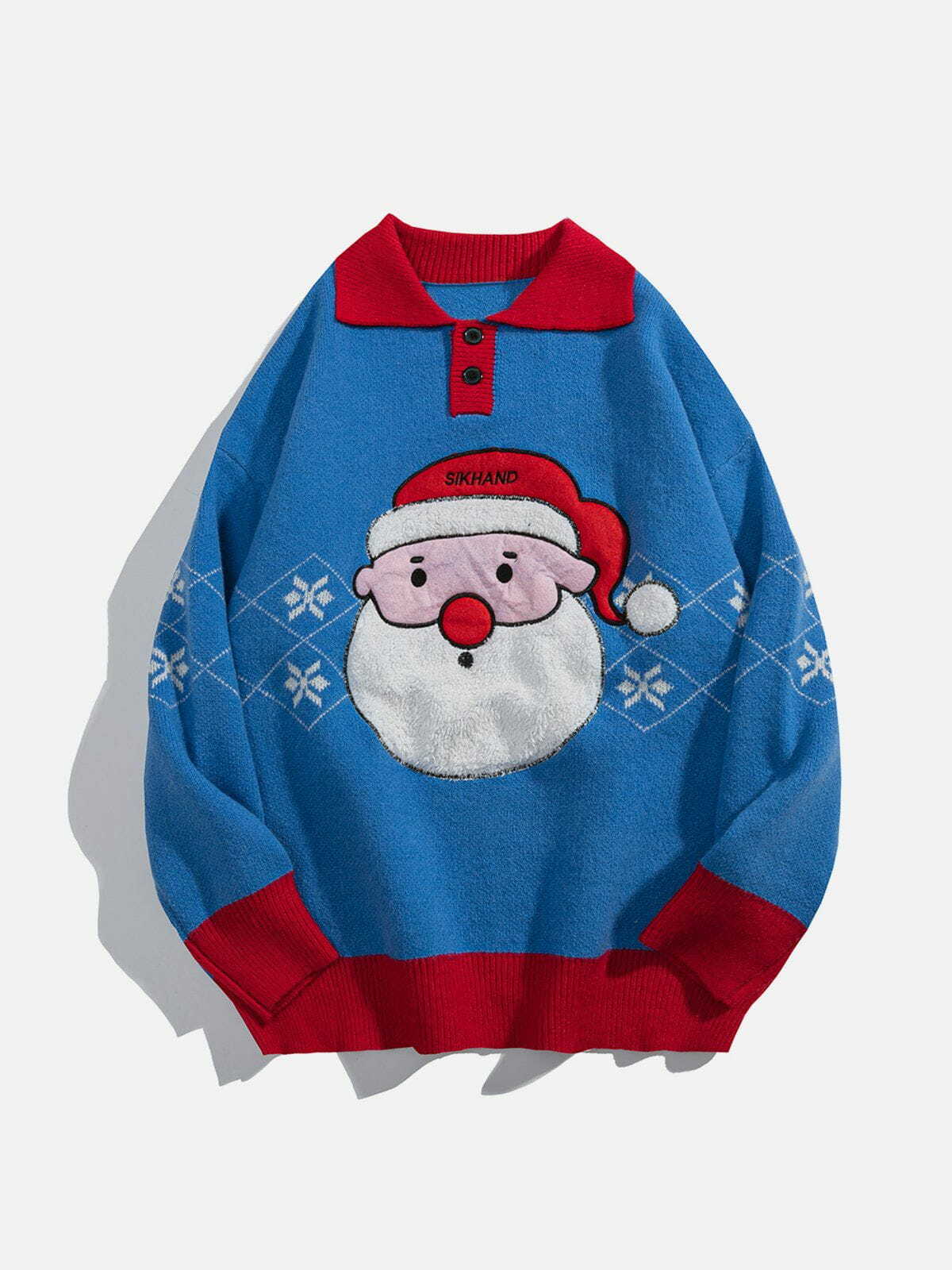 festive santa claus polo sweater playful & vibrant holiday style 4885