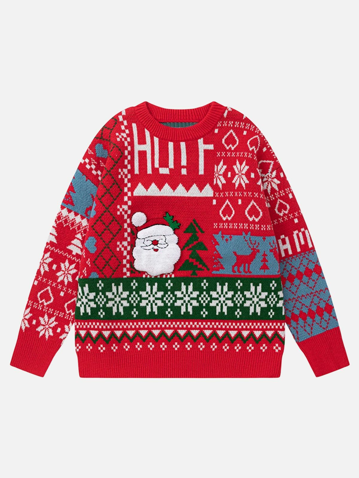 festive santa print sweater playful & vibrant holiday fashion 1901