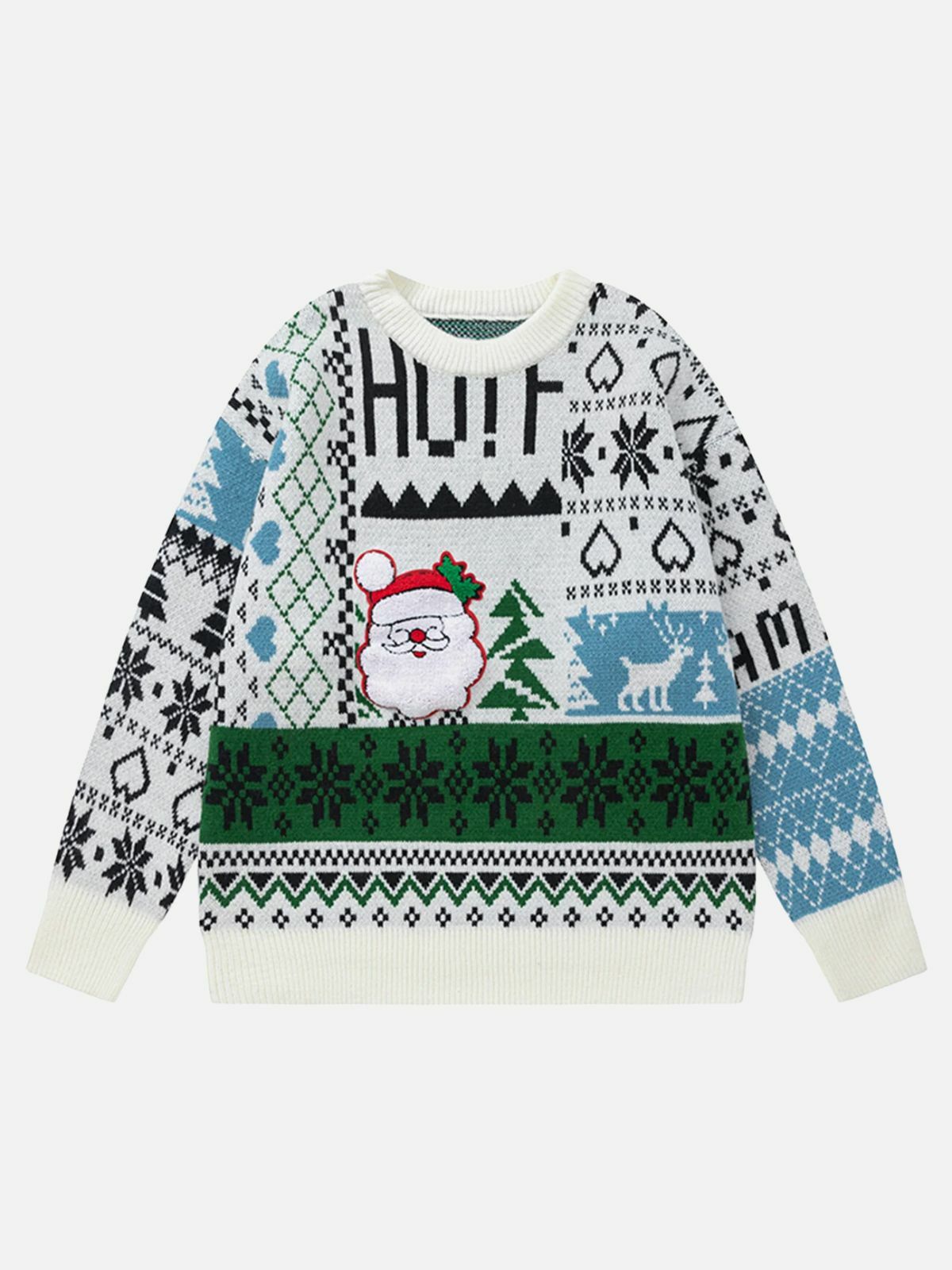 festive santa print sweater playful & vibrant holiday fashion 4647