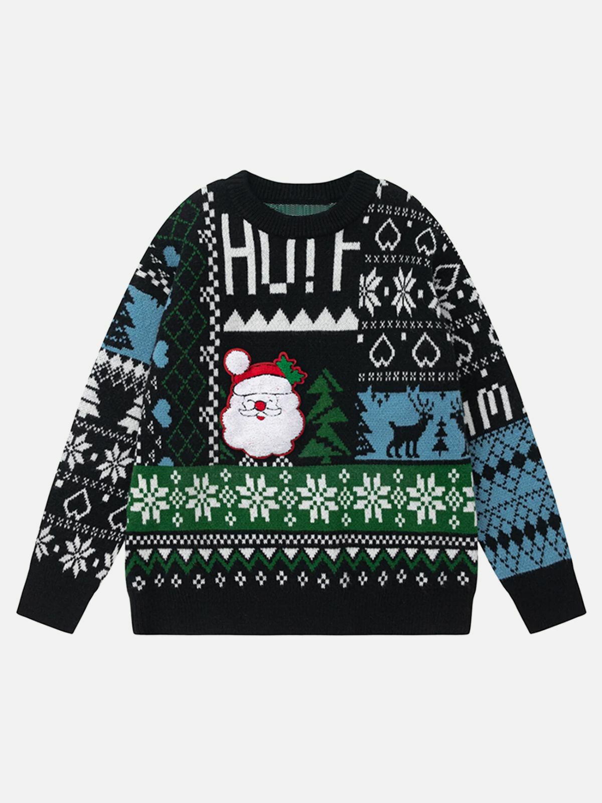 festive santa print sweater playful & vibrant holiday fashion 7701