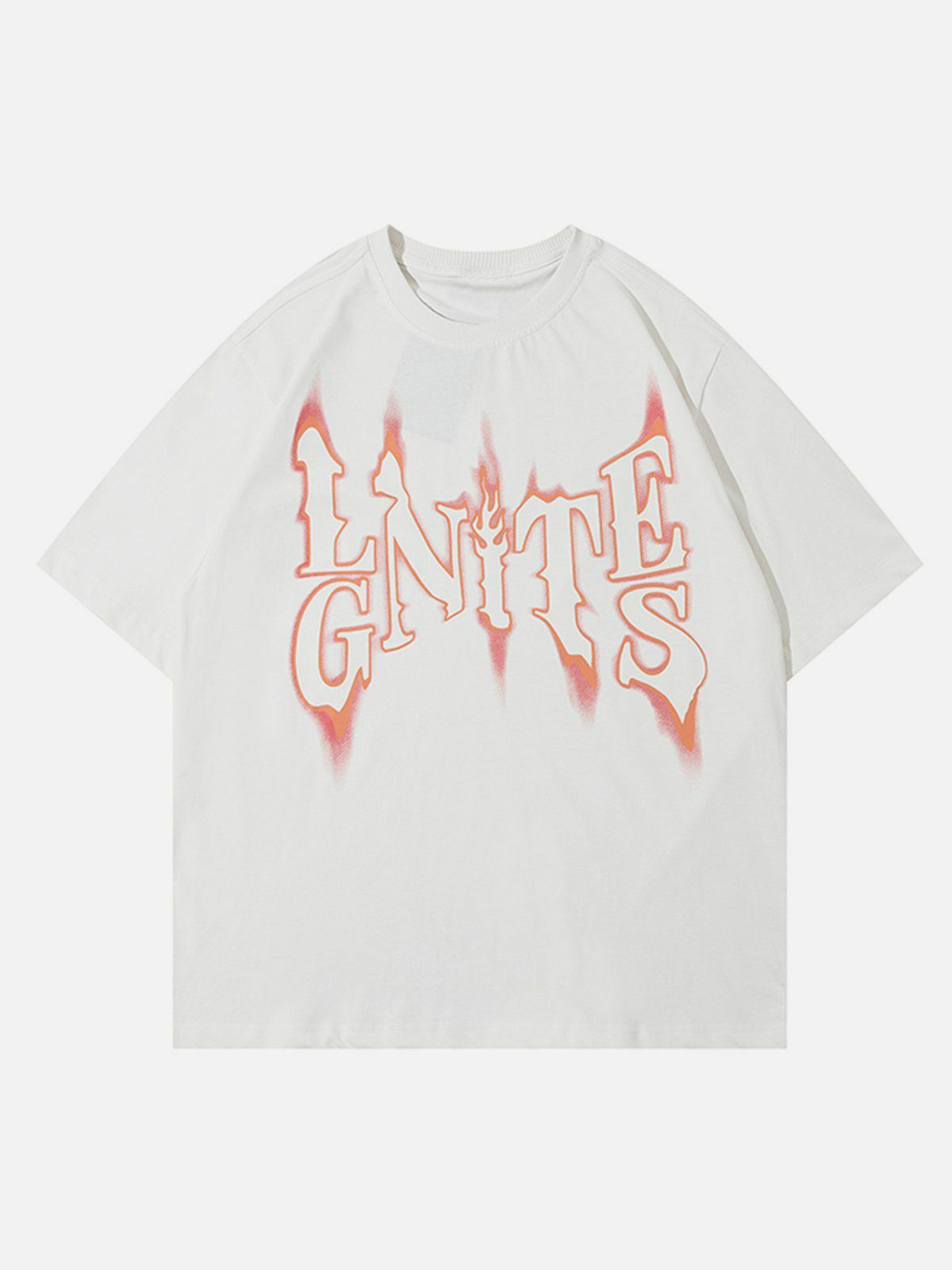 flame font print tee edgy & vibrant streetwear 7035