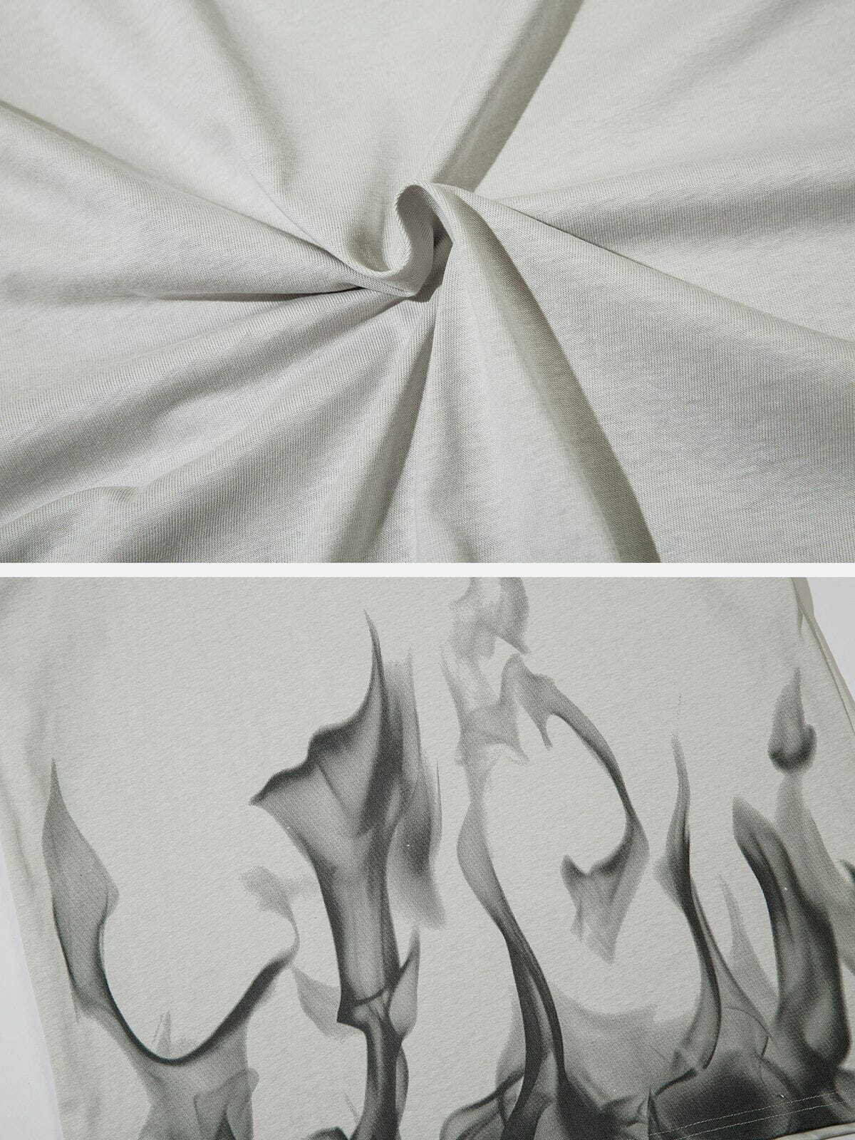 flame print cotton tee vibrant retro streetwear 3847