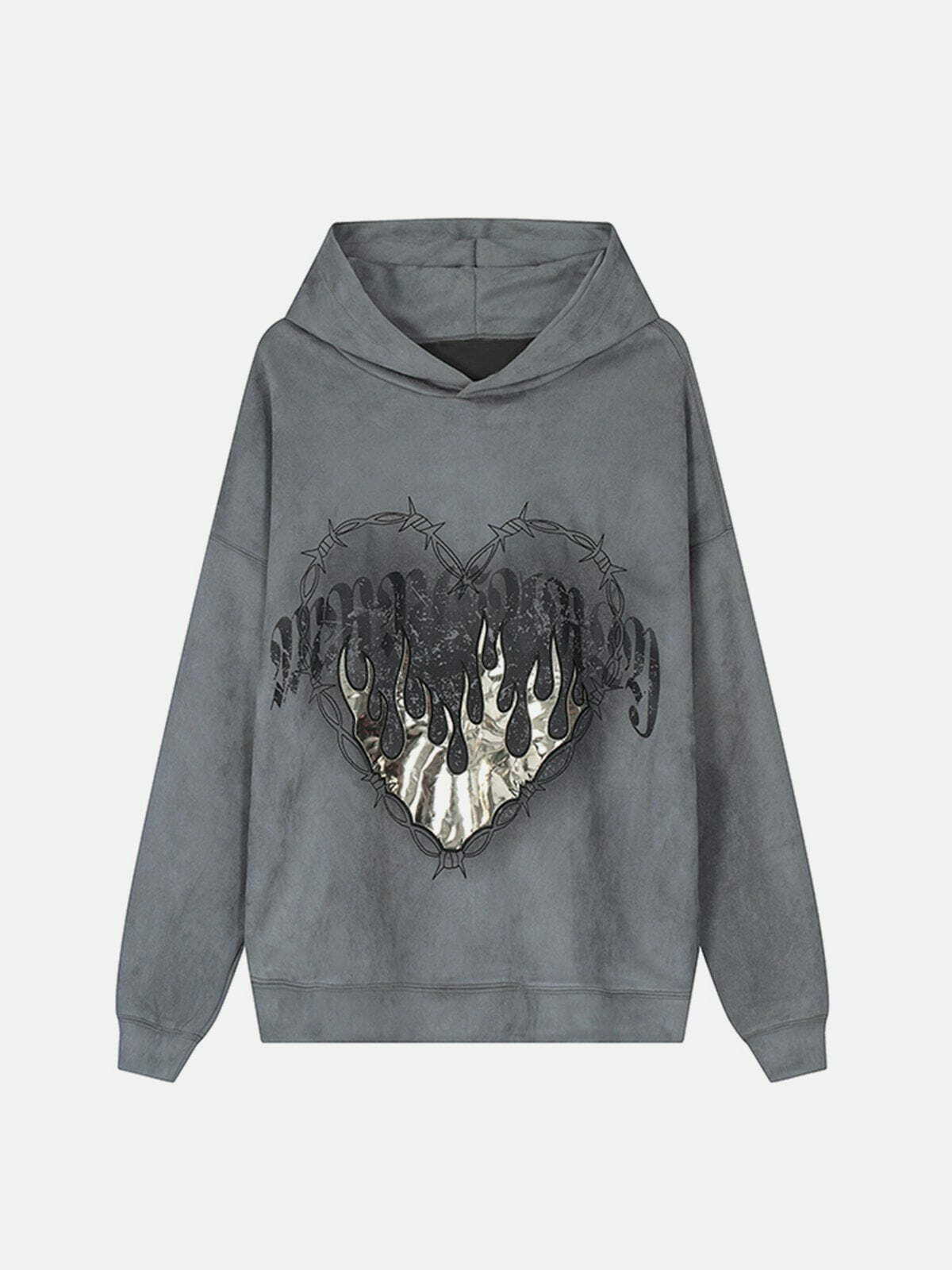 flame suede hoodie edgy & vibrant streetwear 8447