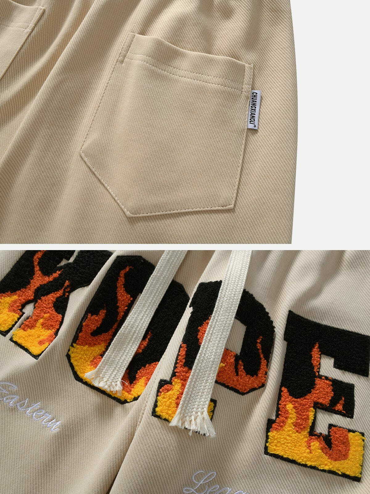 flaming letters sweatpants edgy & vibrant streetwear 4965