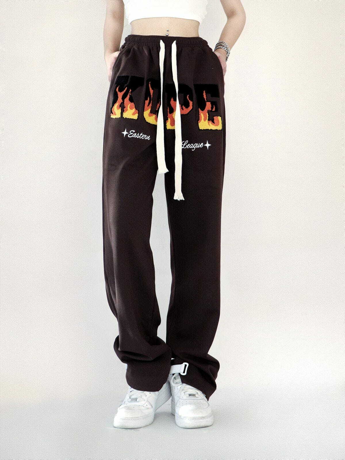 flaming letters sweatpants edgy & vibrant streetwear 5680