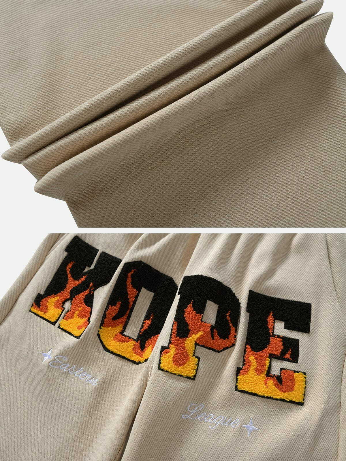 flaming letters sweatpants edgy & vibrant streetwear 8800