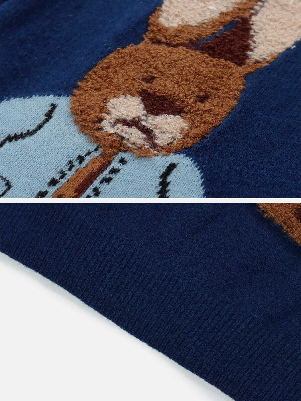 flock panel rabbit sweater quirky & vibrant streetwear 1476