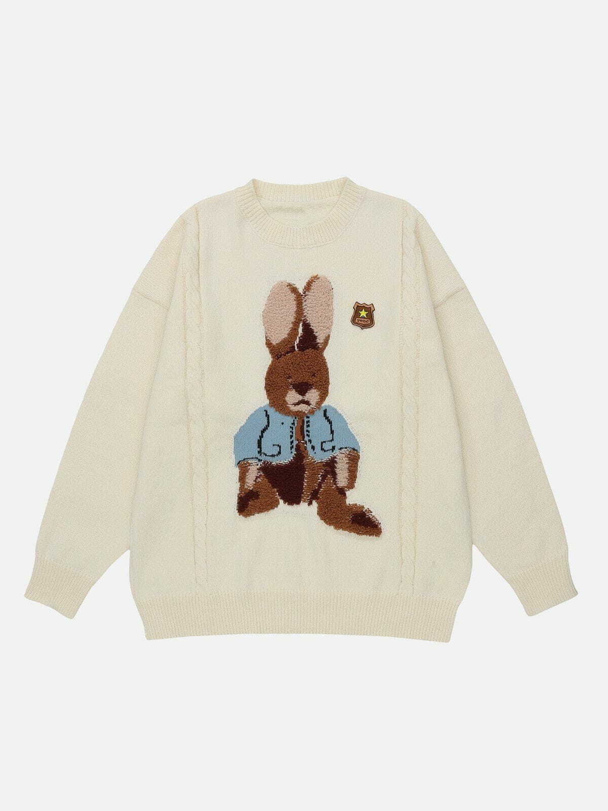 flock panel rabbit sweater quirky & vibrant streetwear 8545
