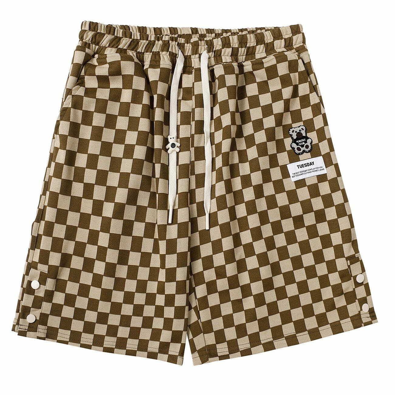 flocked bear print shorts quirky & retro streetwear 6584