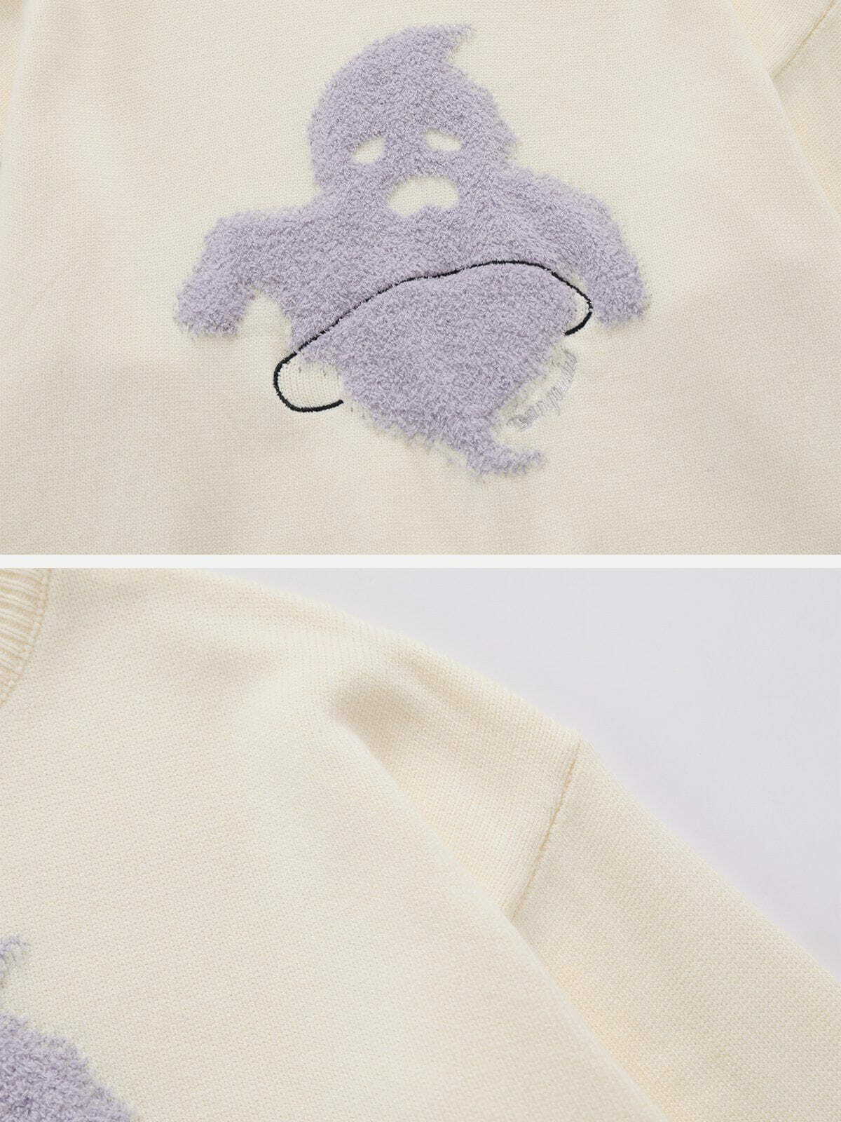 flocked ghost sweater edgy y2k streetwear charm 1550