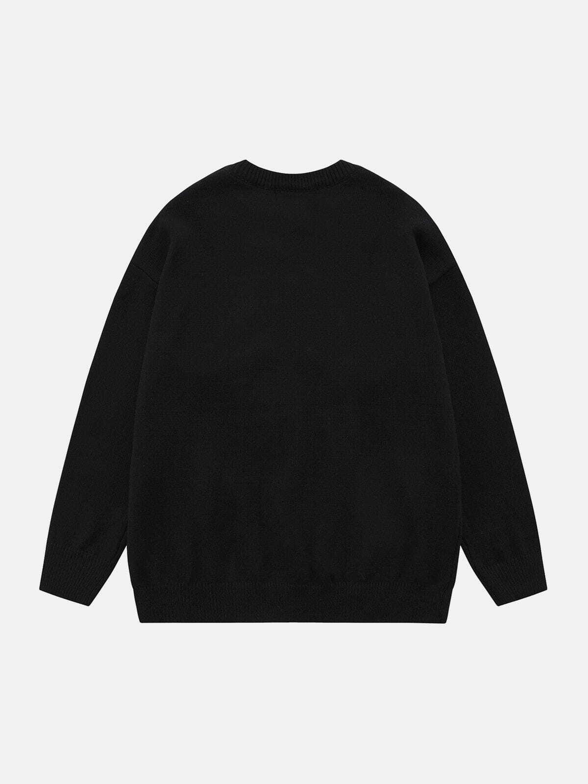 flocked ghost sweater edgy y2k streetwear charm 3168