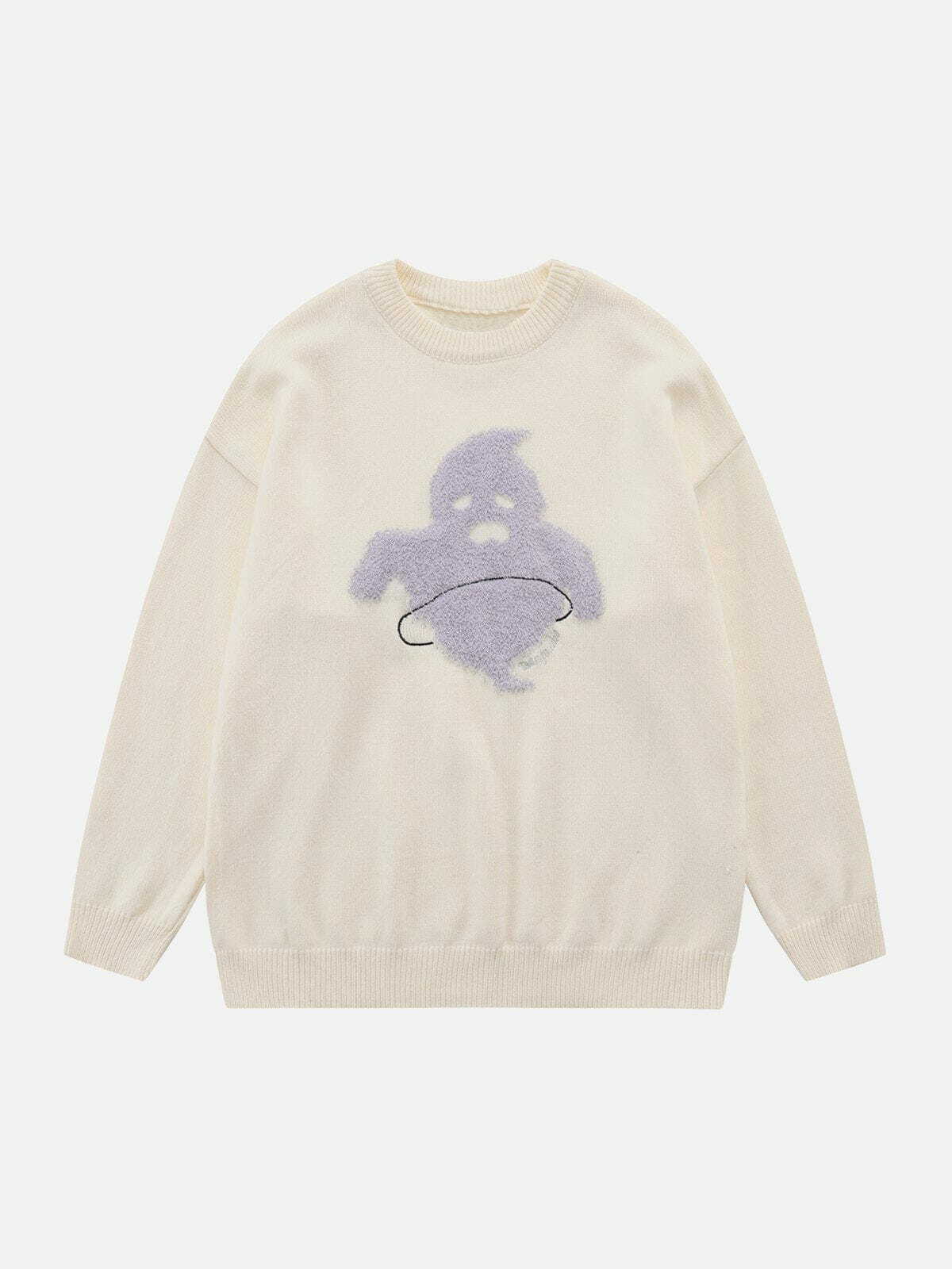 flocked ghost sweater edgy y2k streetwear charm 8977