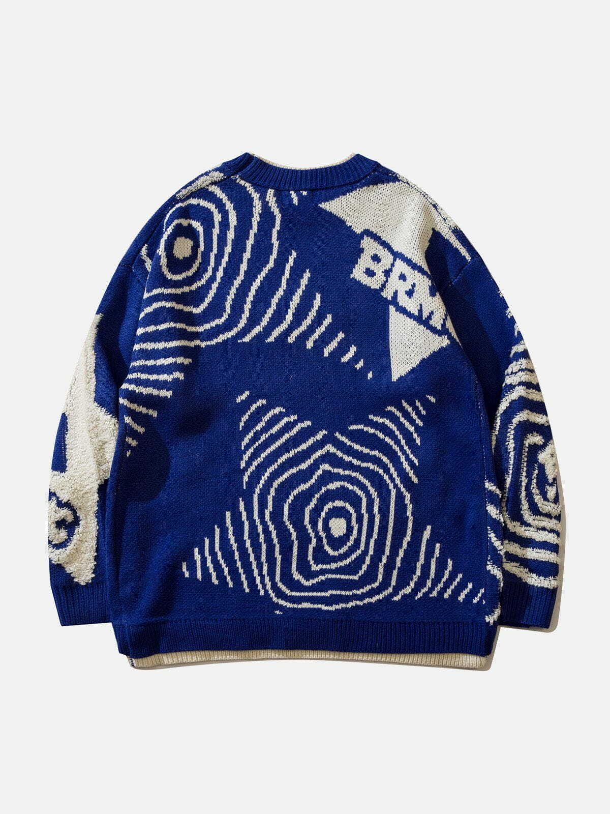 flocked patchwork sweater edgy streetwear statement 5043
