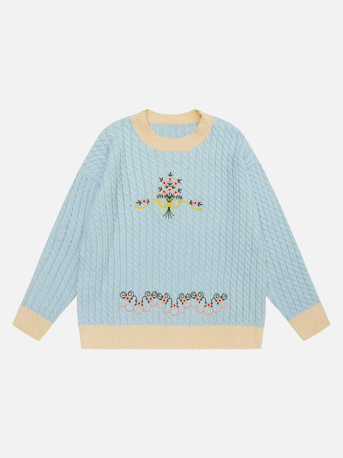 floral bouquet embroidery sweater quirky y2k fashion staple 4694