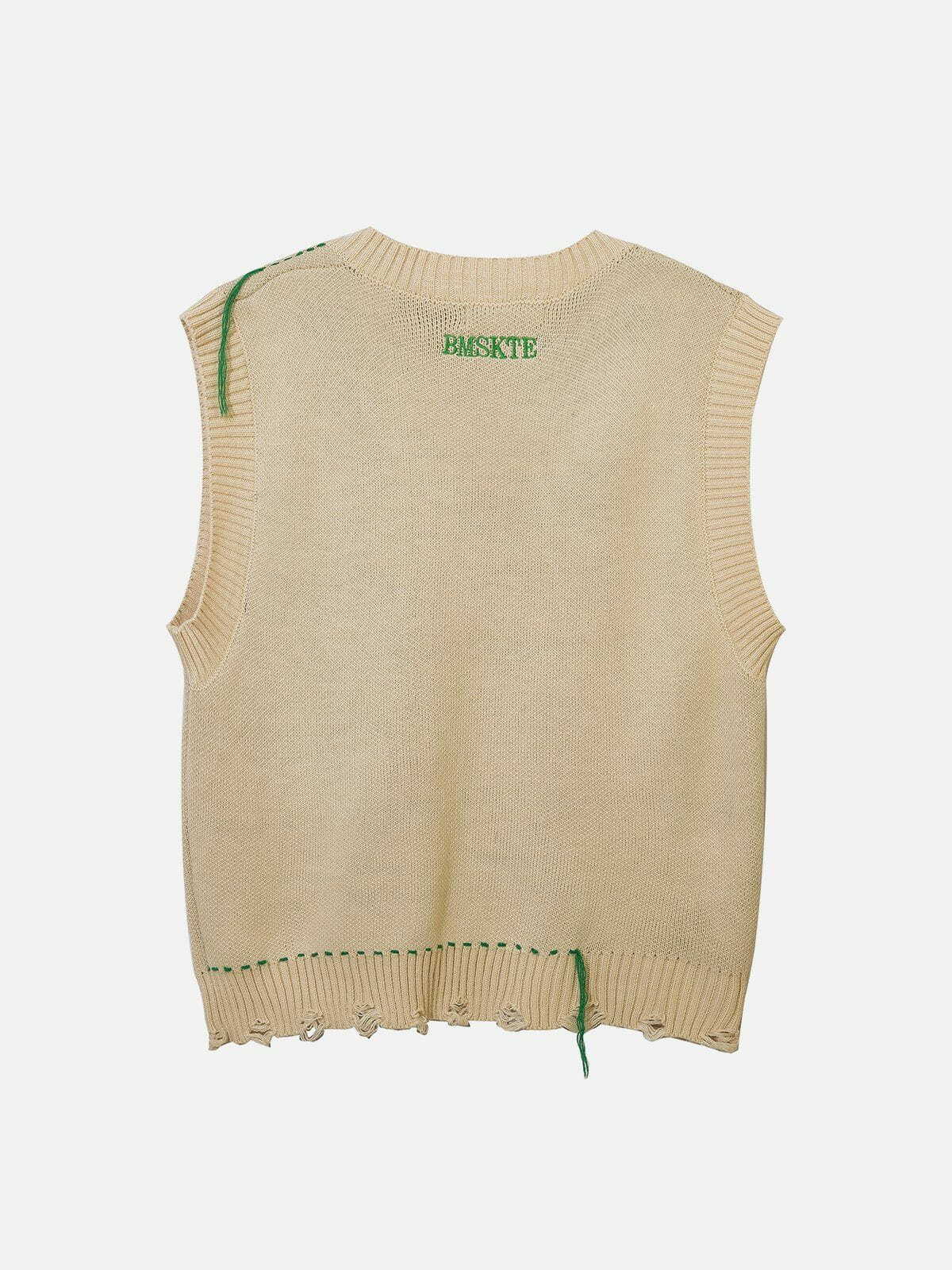 flower print sweater vest quirky y2k fashion essential 7669