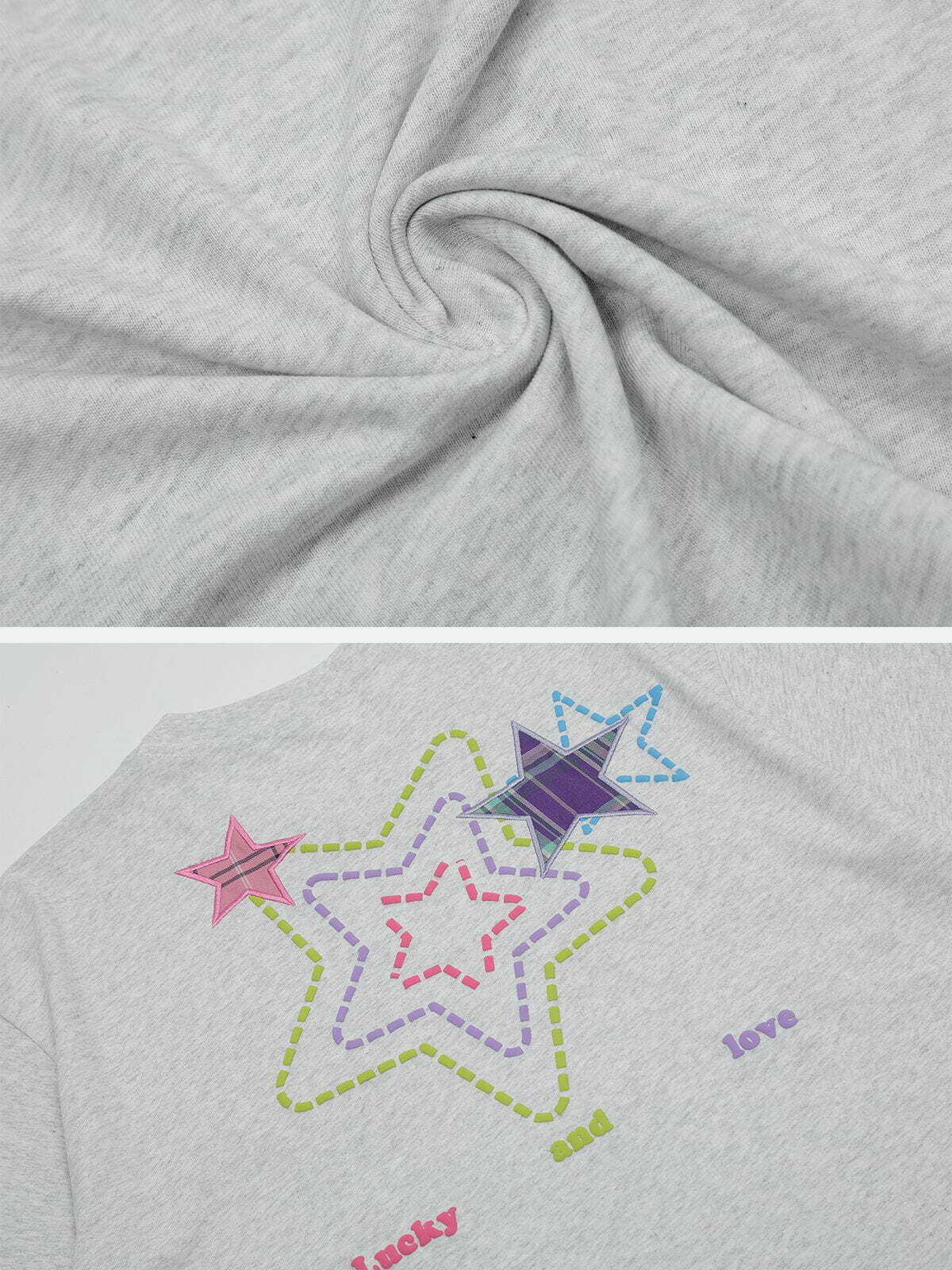 foam star embroidered tee vibrant y2k streetwear 2288