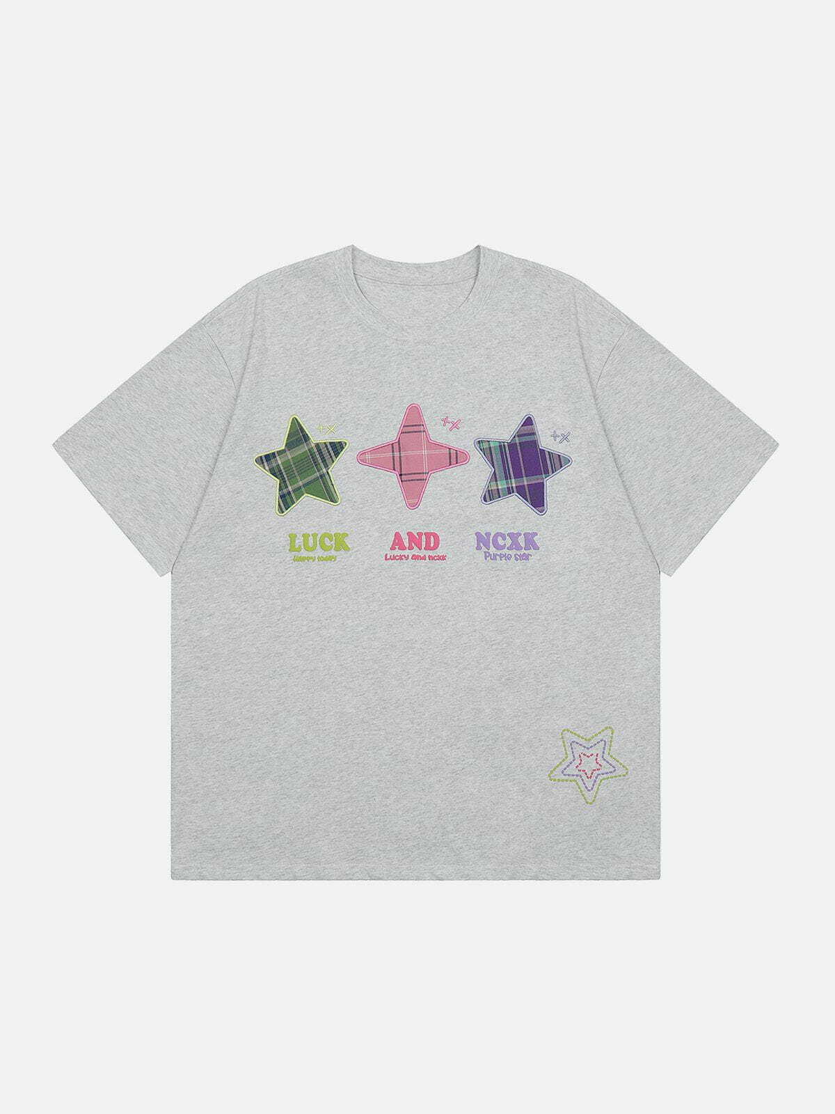 foam star embroidered tee vibrant y2k streetwear 6163