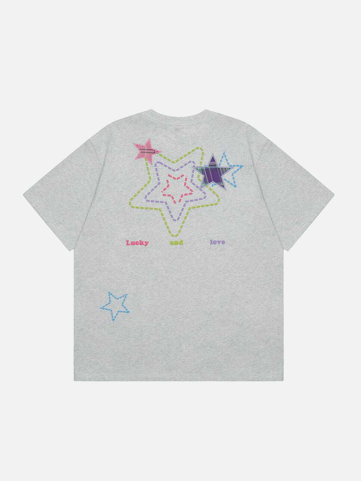 foam star embroidered tee vibrant y2k streetwear 8089