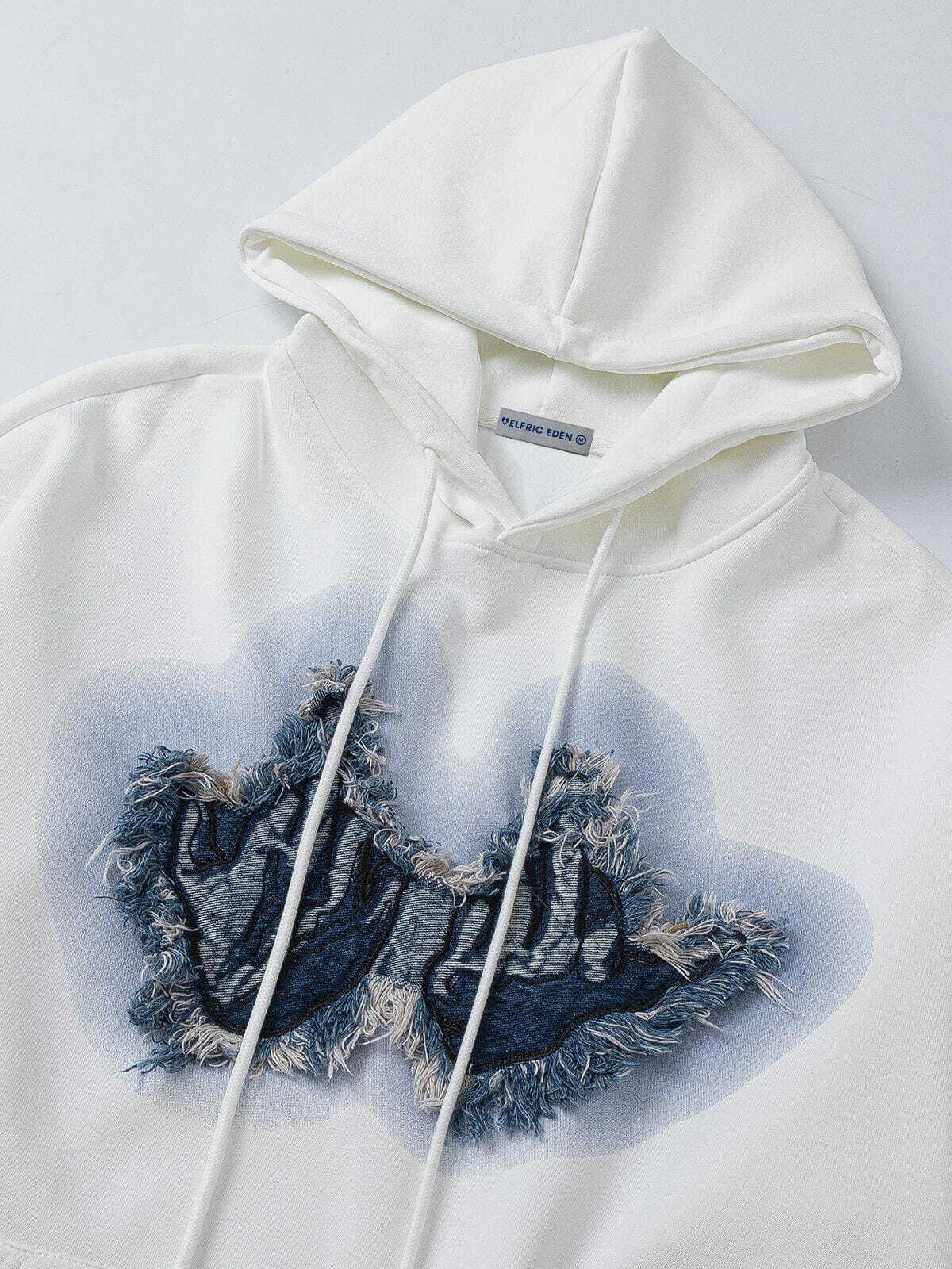 fringe applique hoodie edgy streetwear essential 7925