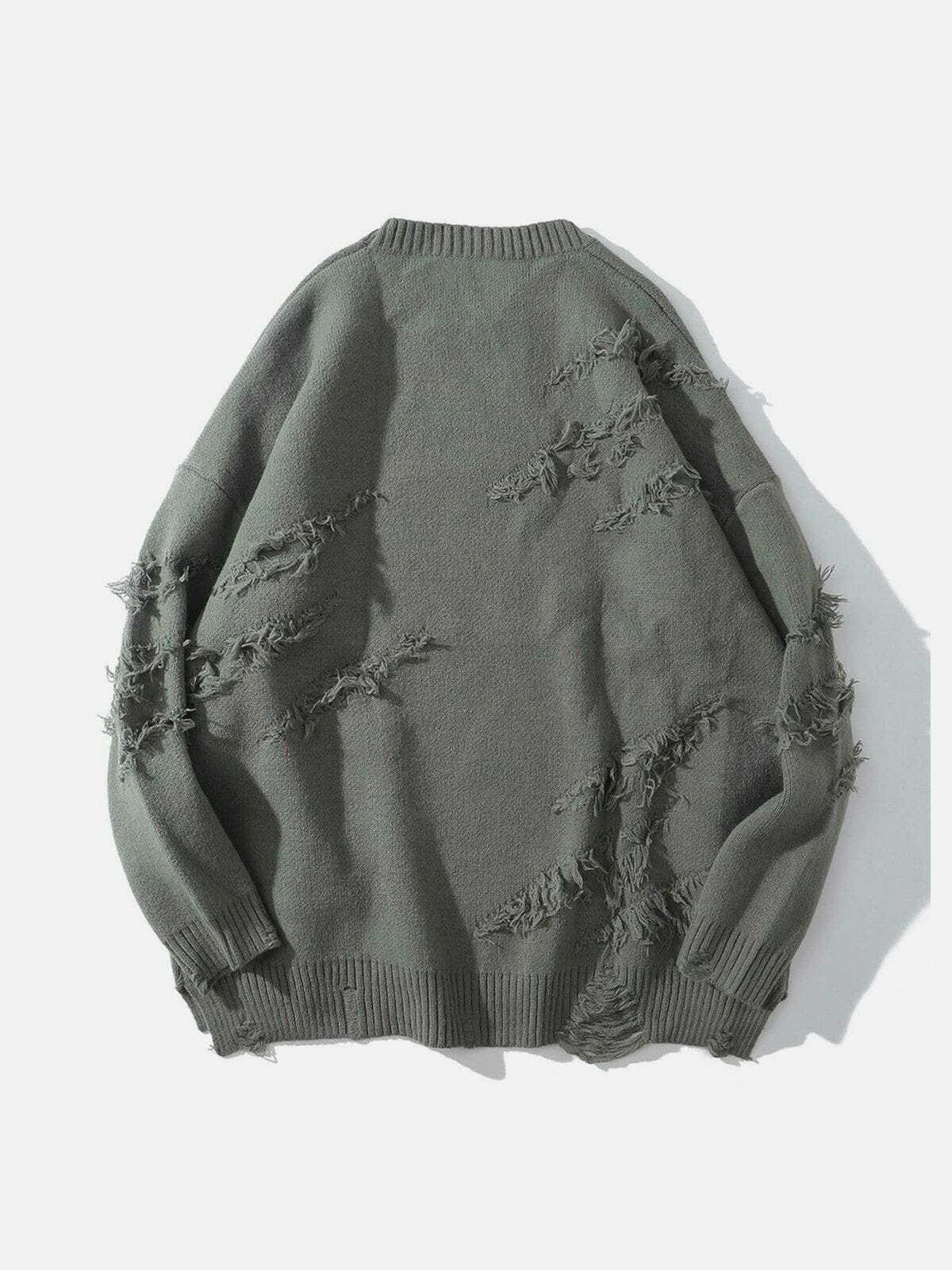 fringed knit sweater edgy y2k fashion essential 5266