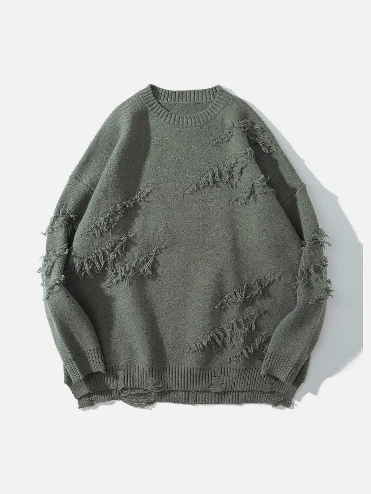 fringed knit sweater edgy y2k fashion essential 5823