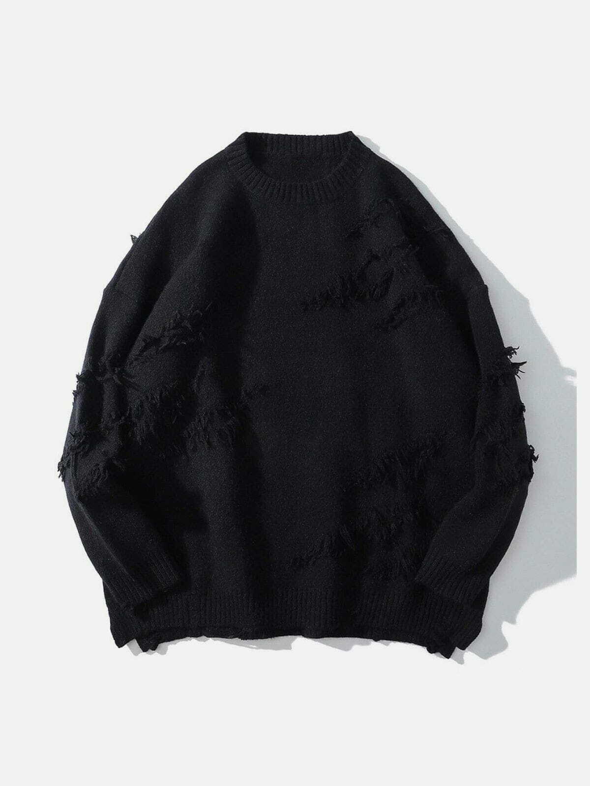fringed knit sweater edgy y2k fashion essential 5840