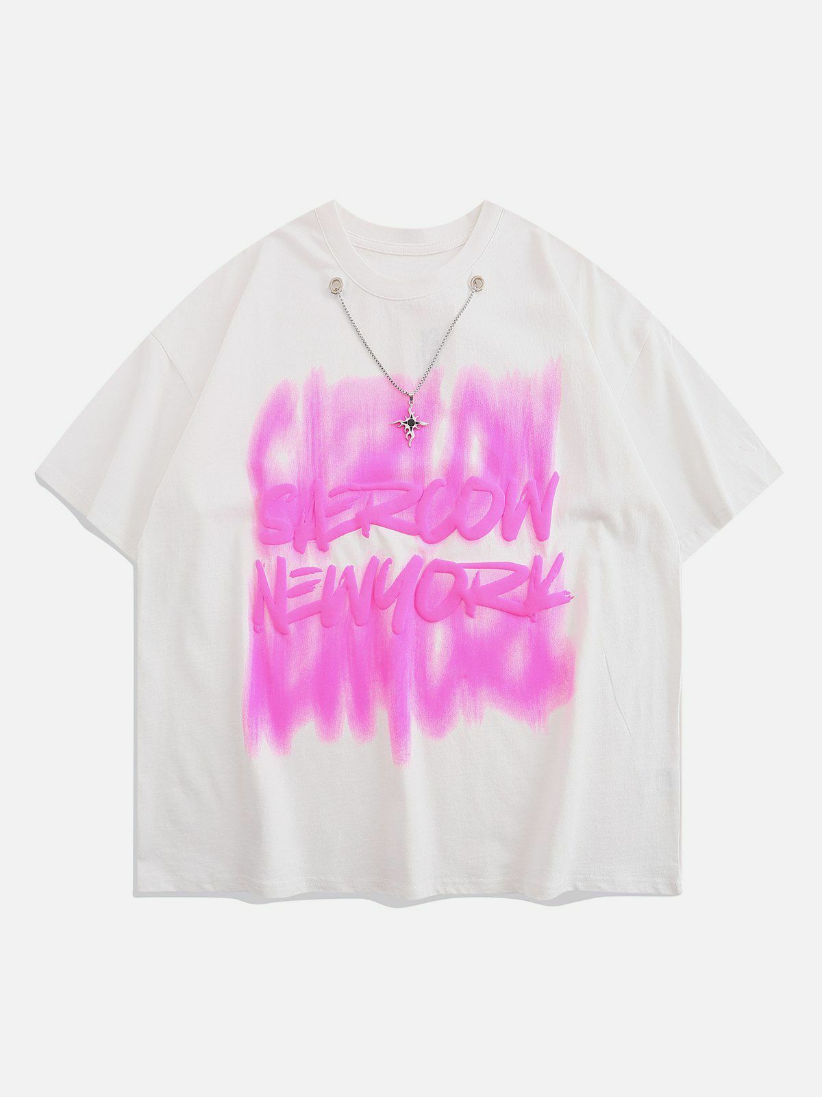 fuzzy letters necklace top edgy  retro streetwear fashion 2605