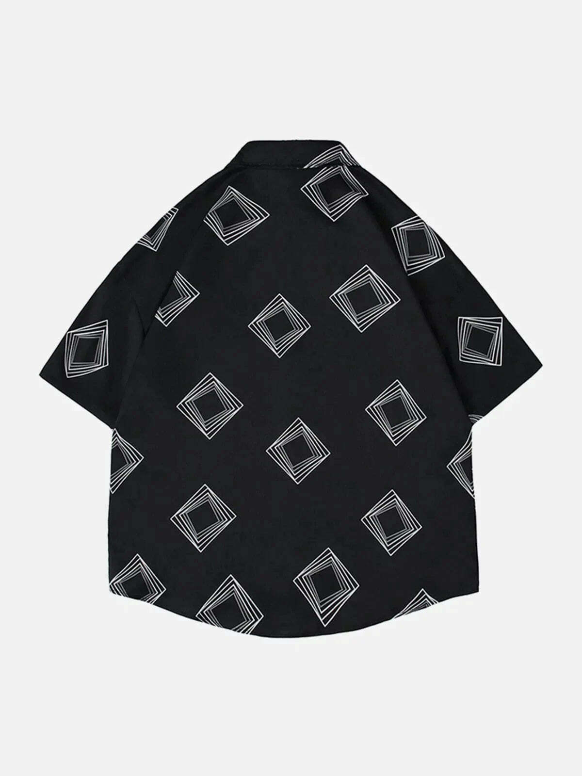 geometric print short sleeve shirt edgy streetwear essential 2951