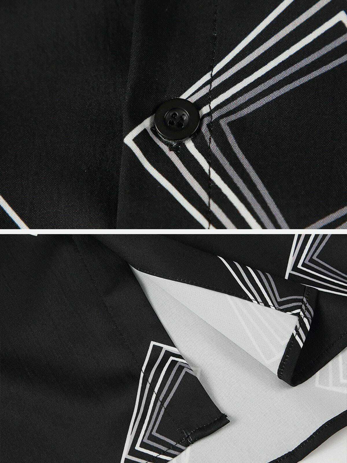 geometric print short sleeve shirt edgy streetwear essential 6329