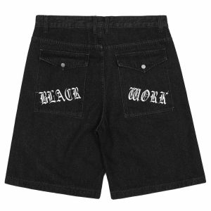 gothic alphabet embroidered shorts edgy & vintage streetwear 4749