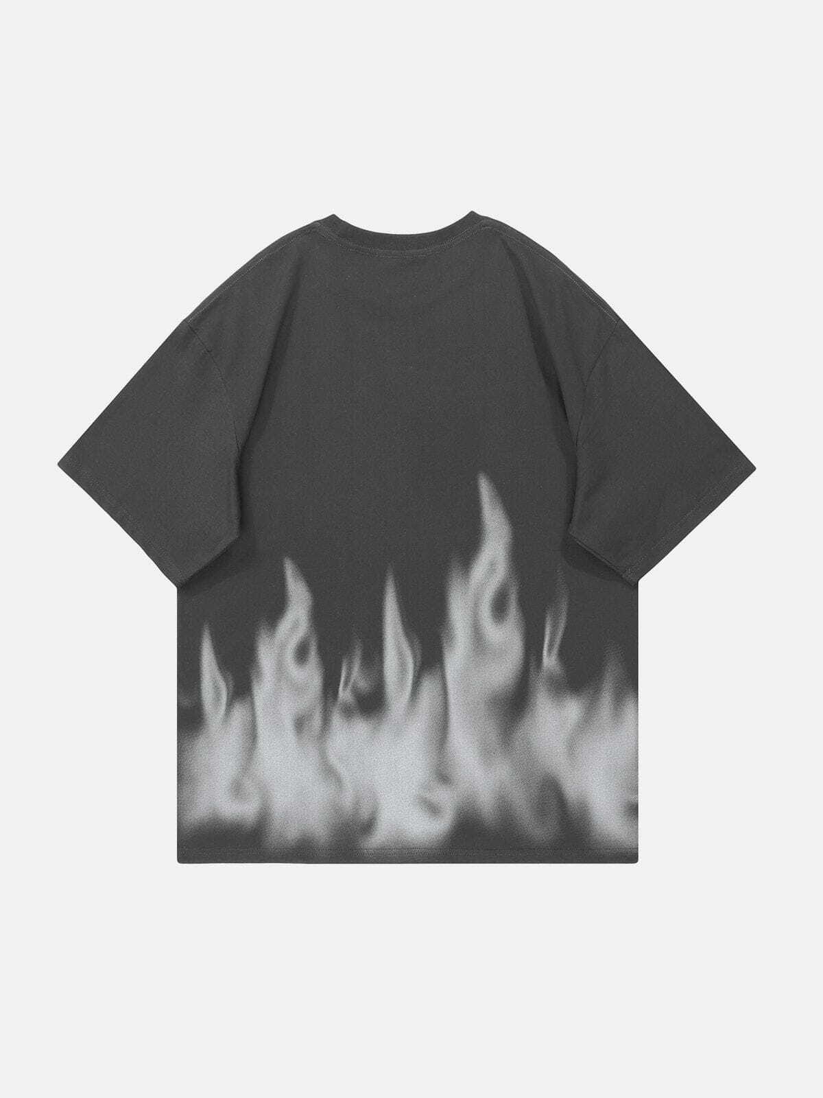 gothic flame letter graphic tee edgy & vibrant streetwear 2555