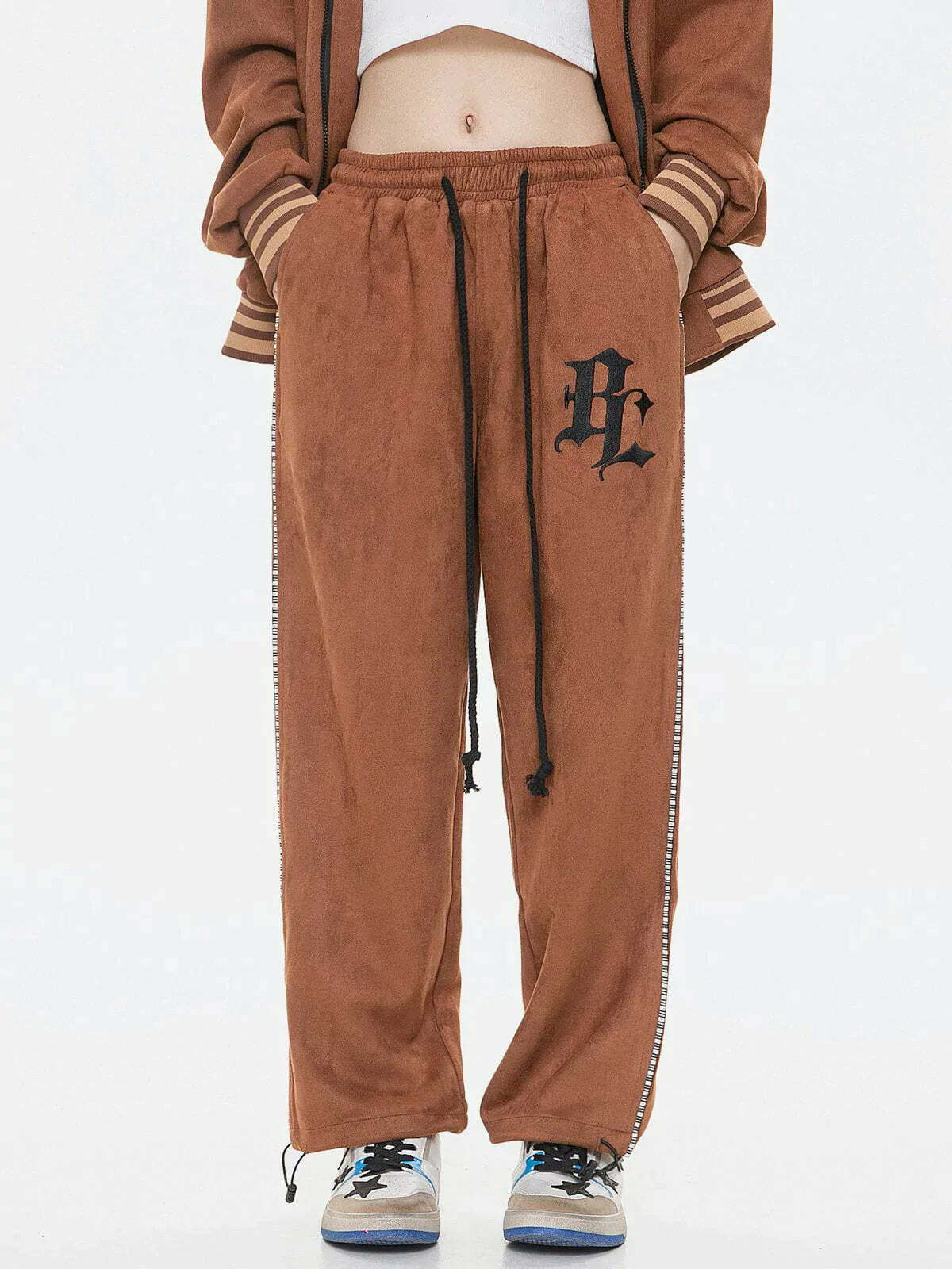 gothic letter embroidered pants edgy streetwear statement 6821