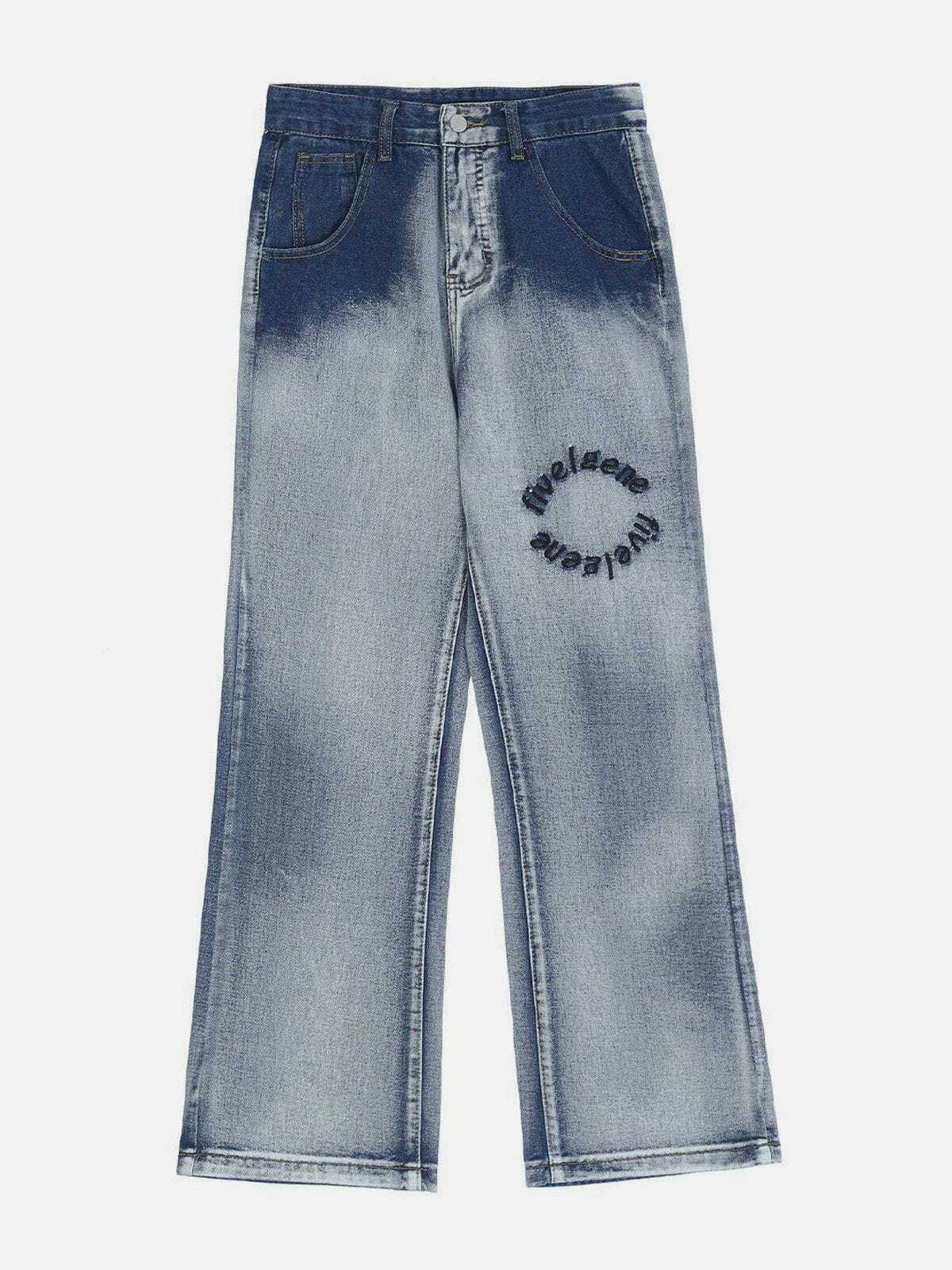 gradient embroidered jeans edgy & vibrant streetwear 3931