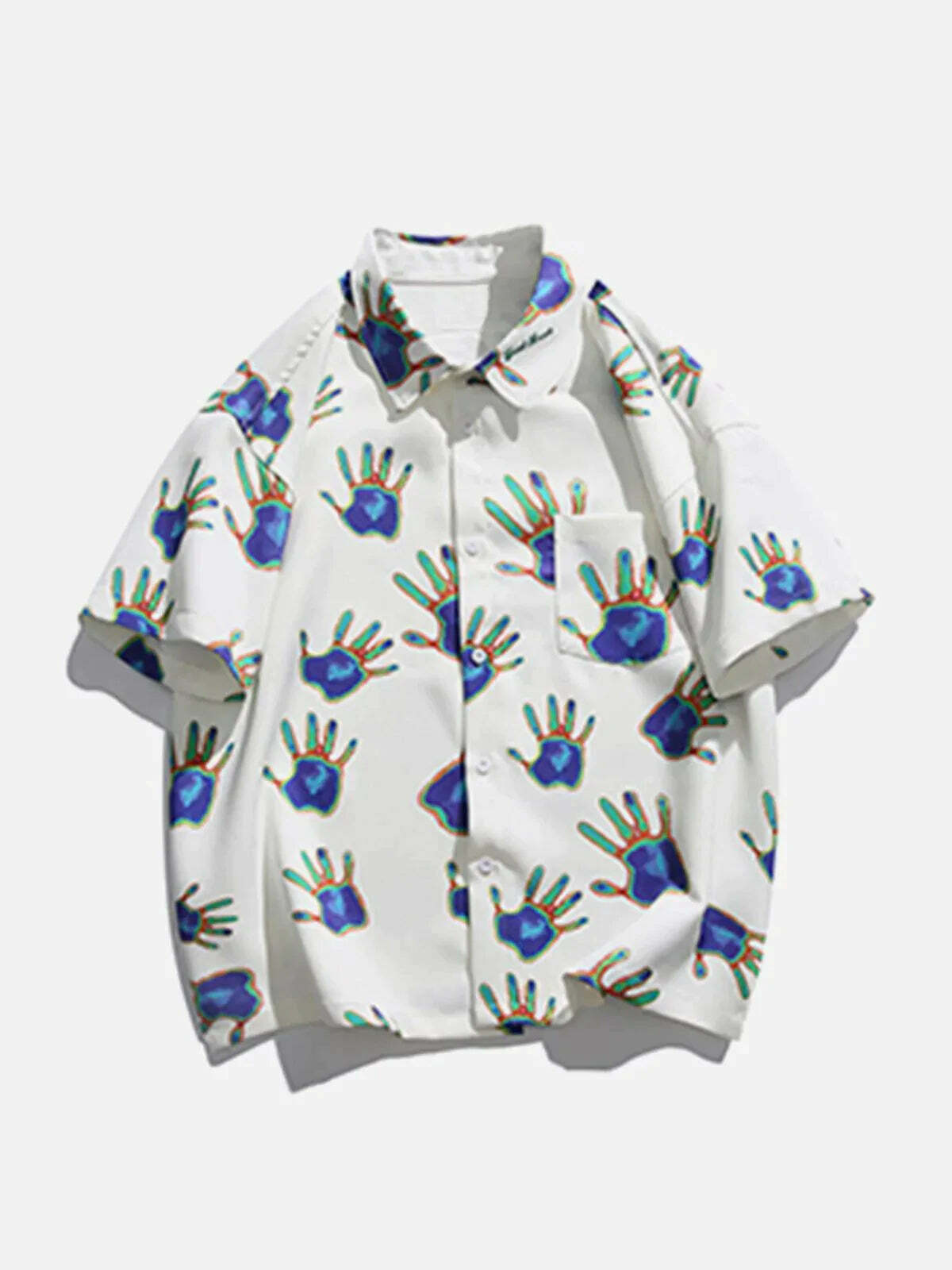 gradient hands print short sleeve shirt vibrant streetwear essential 2799