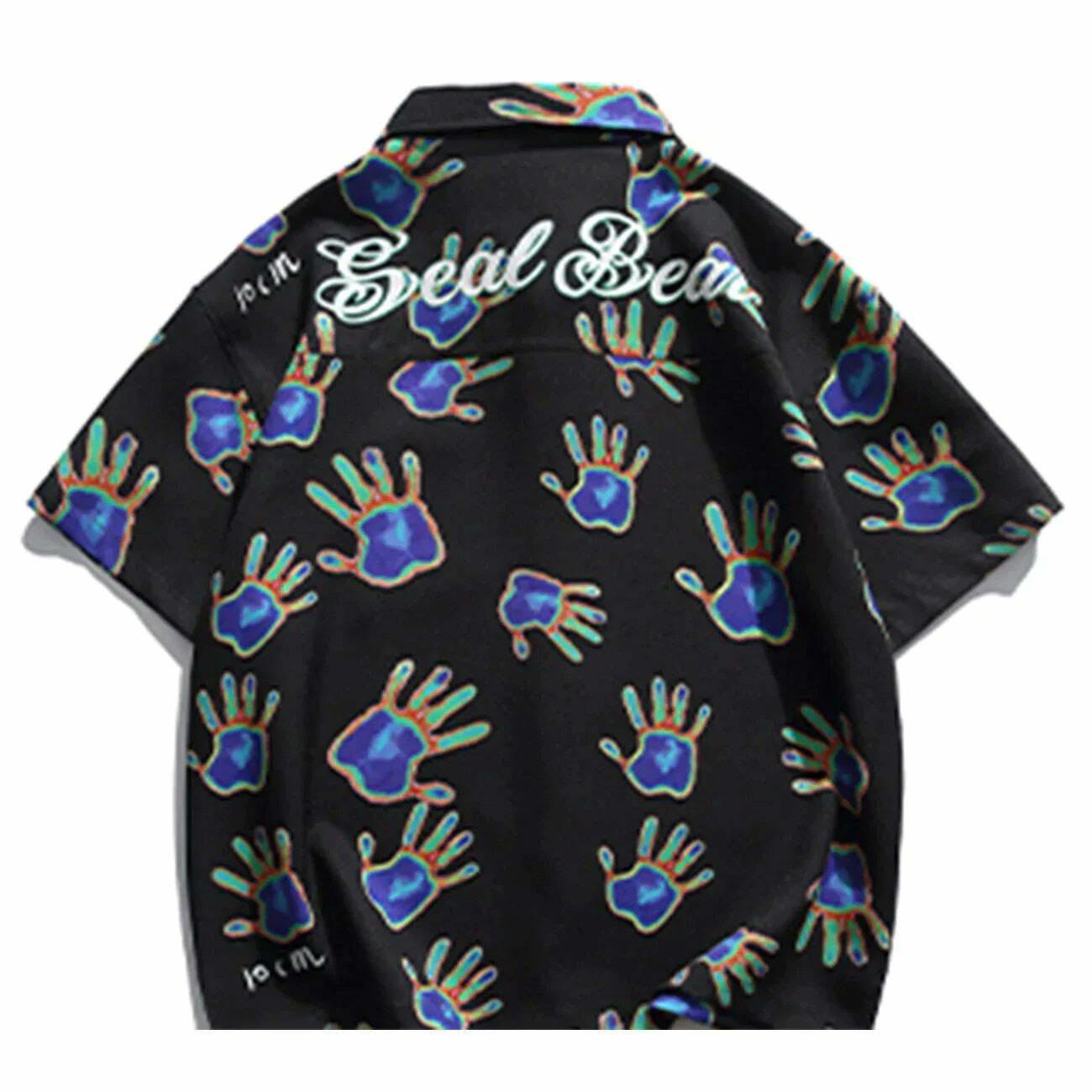 gradient hands print short sleeve shirt vibrant streetwear essential 5448