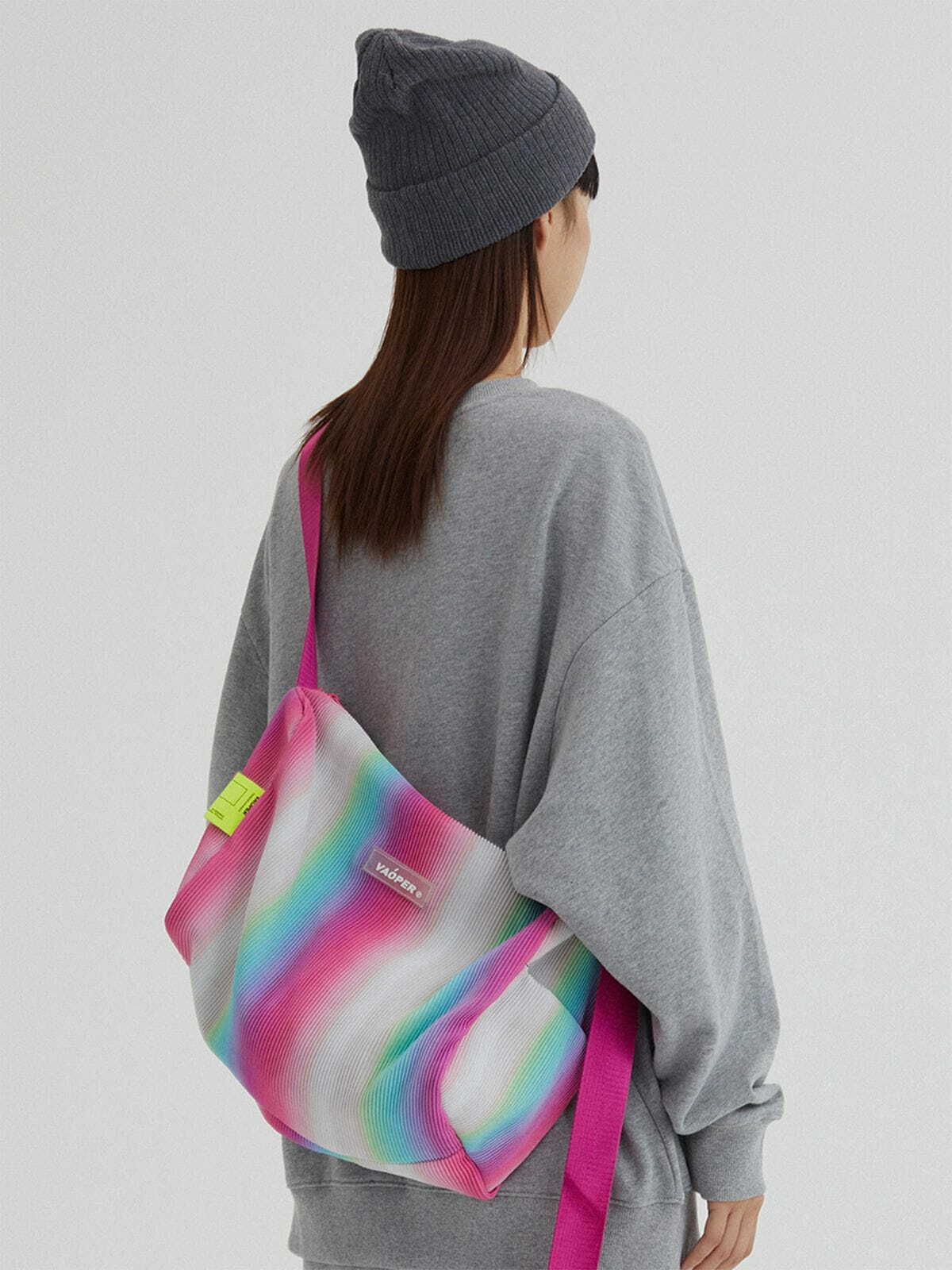 gradient laser rose bag edgy & vibrant streetwear 7092