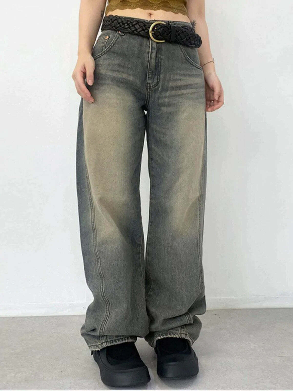 gradient washed high rise jeans sleek streetwear essential 6644