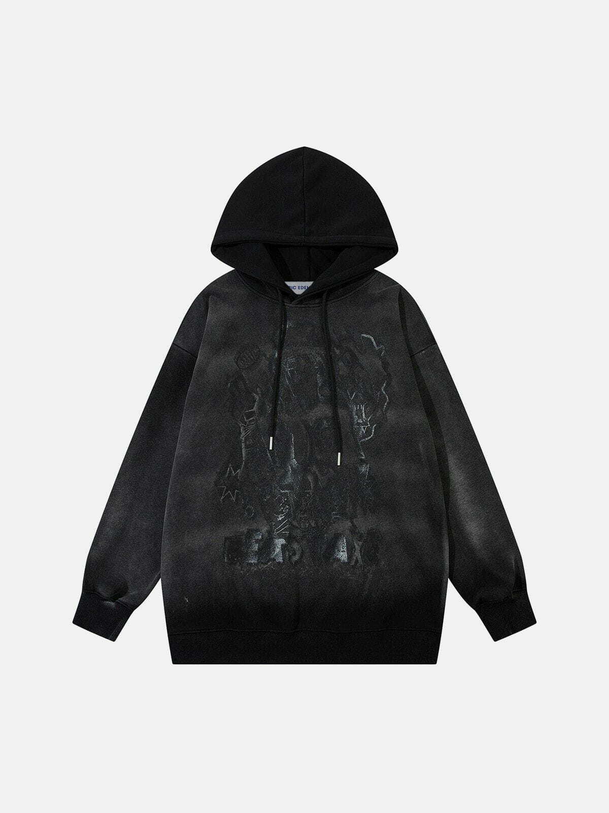 graffiti print washed hoodie edgy streetwear essential 7637